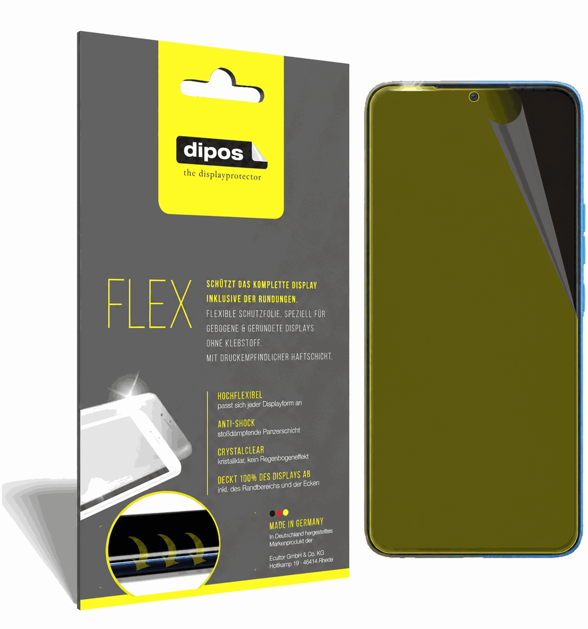 2x Screen Protector for Tecno Pop 5 Pro Protective Film covers 100% dipos Flex