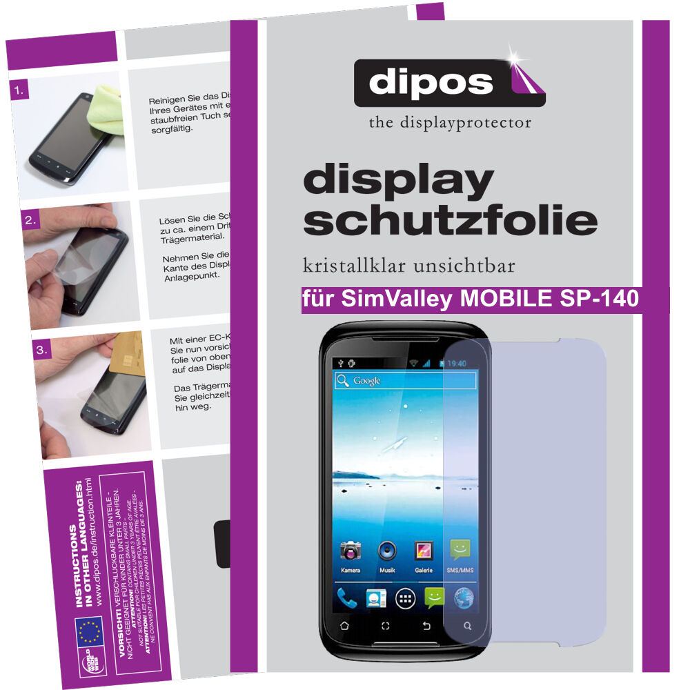 2x clear protective film for Mobile SP-140 SimValley screen protector