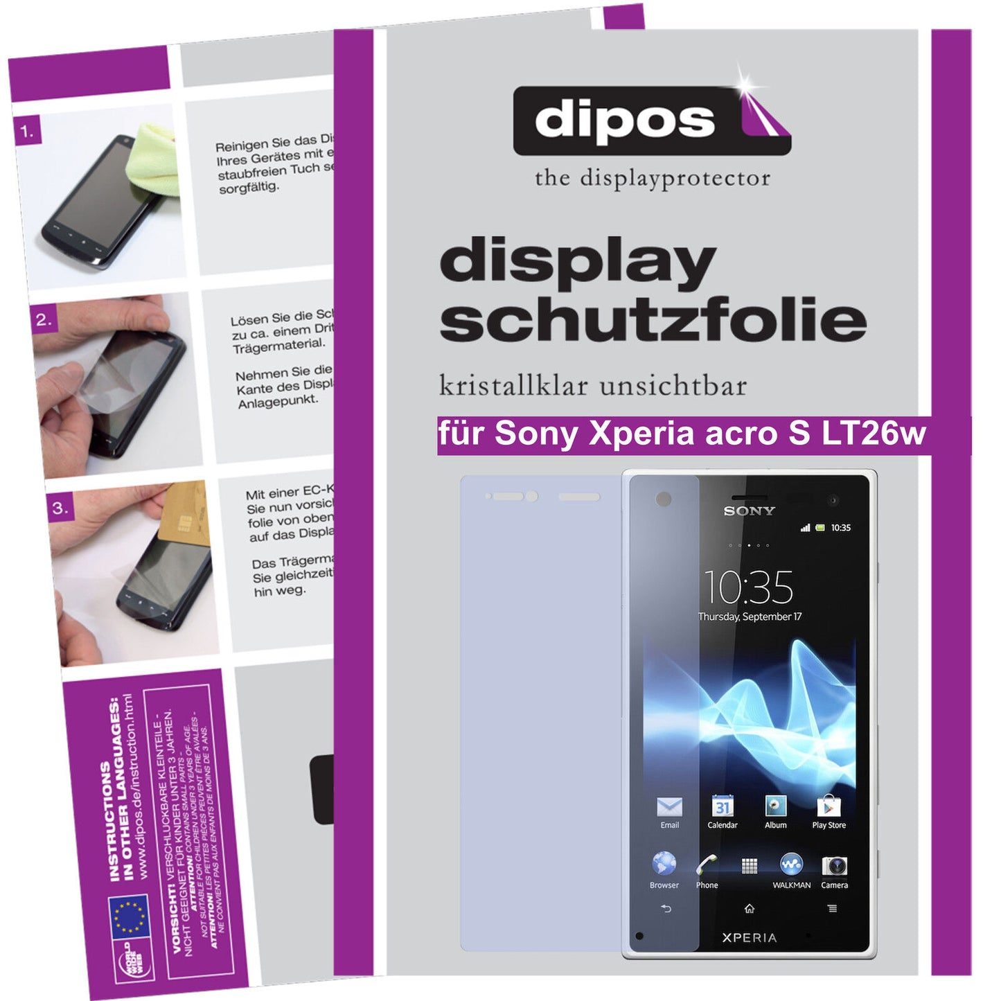 2x Schutzfolie klar für Xperia acro S Sony Display-Schutzfolie