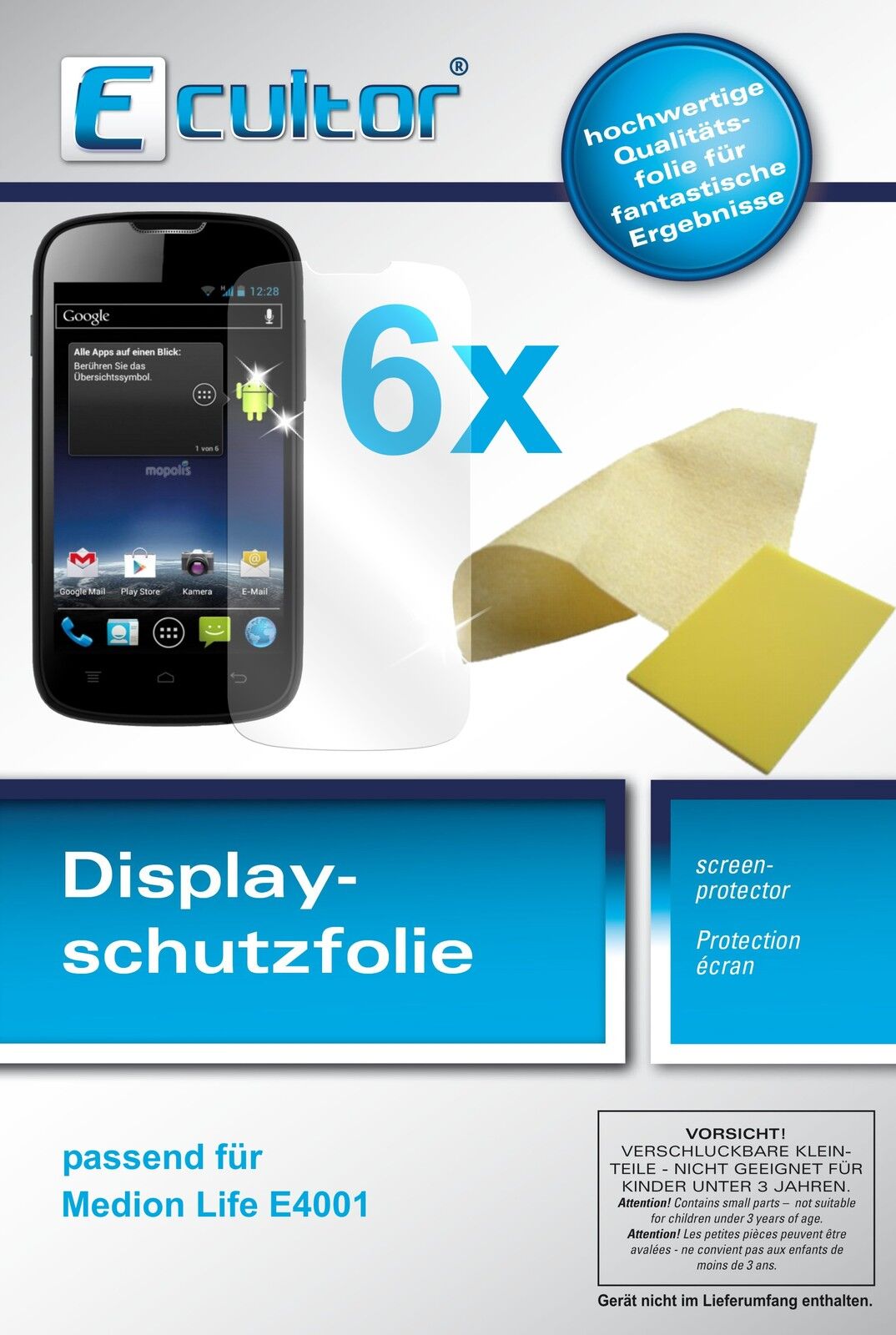 6x Screen Protector for Medion Life E4001 protection guard crystal clear