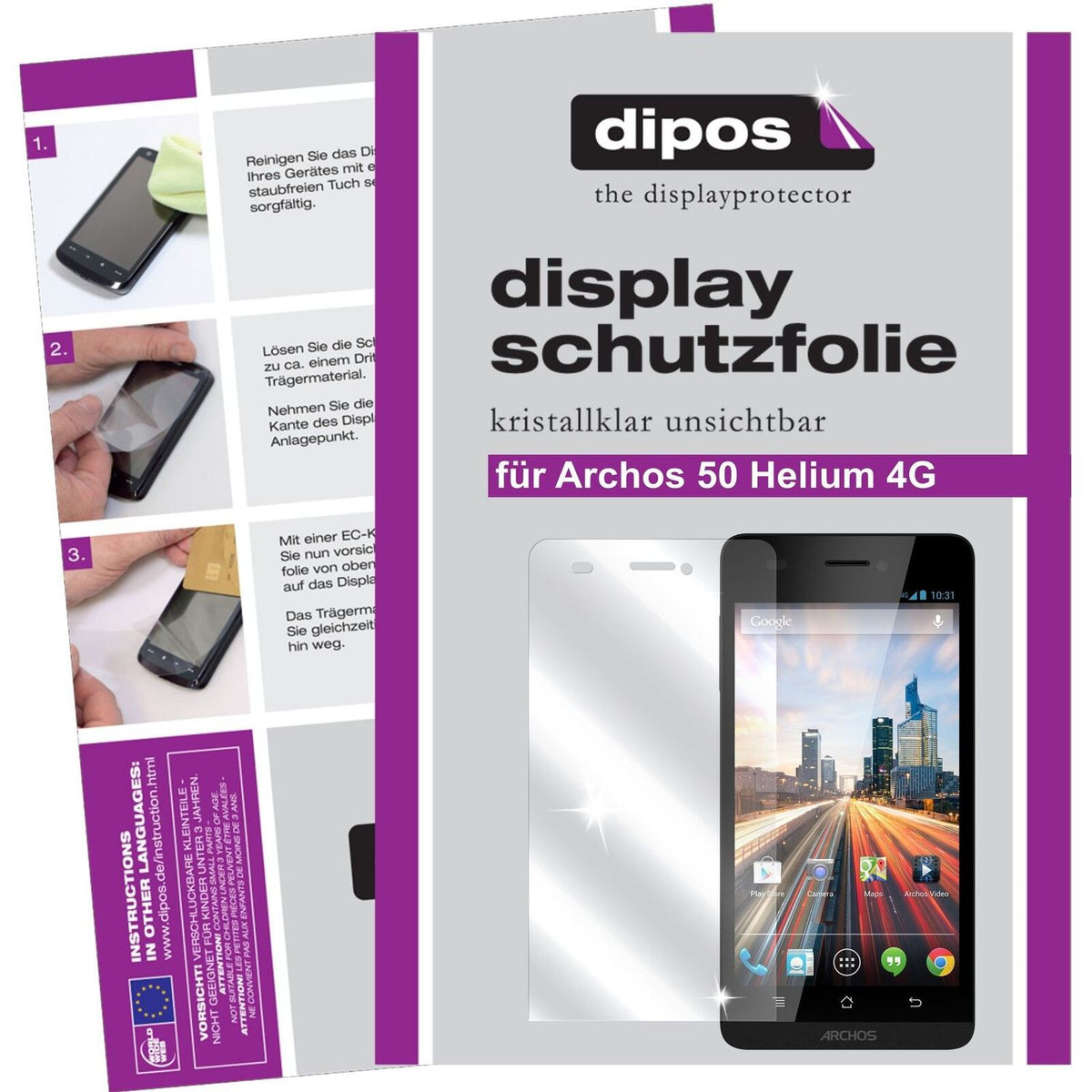 dipos 2x Clear Screen Protector for Archos 50 Helium 4G