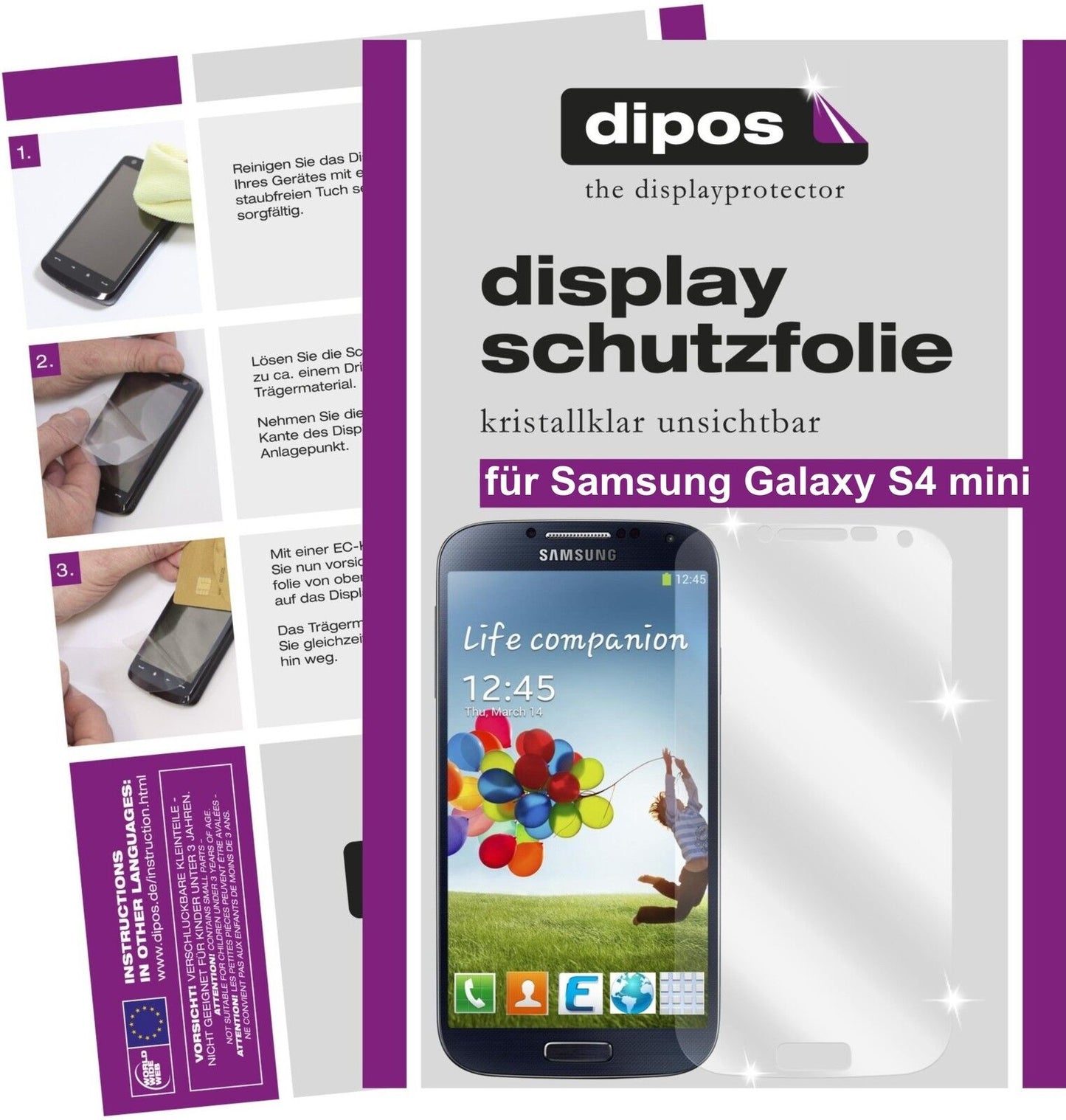 2x Protective Film Clear for Galaxy S4 mini Samsung Display Protection Film