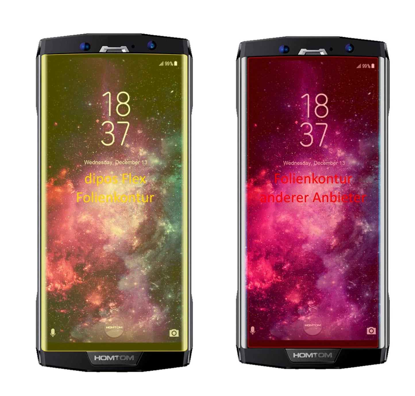 2x 3D Full Cover Screen Protector for Homtom HT70