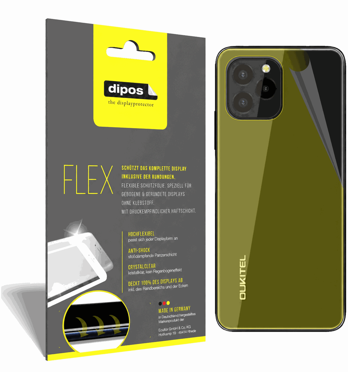 2x Screen Protector for Oukitel C21 Pro back Protective Film covers 100% dipos