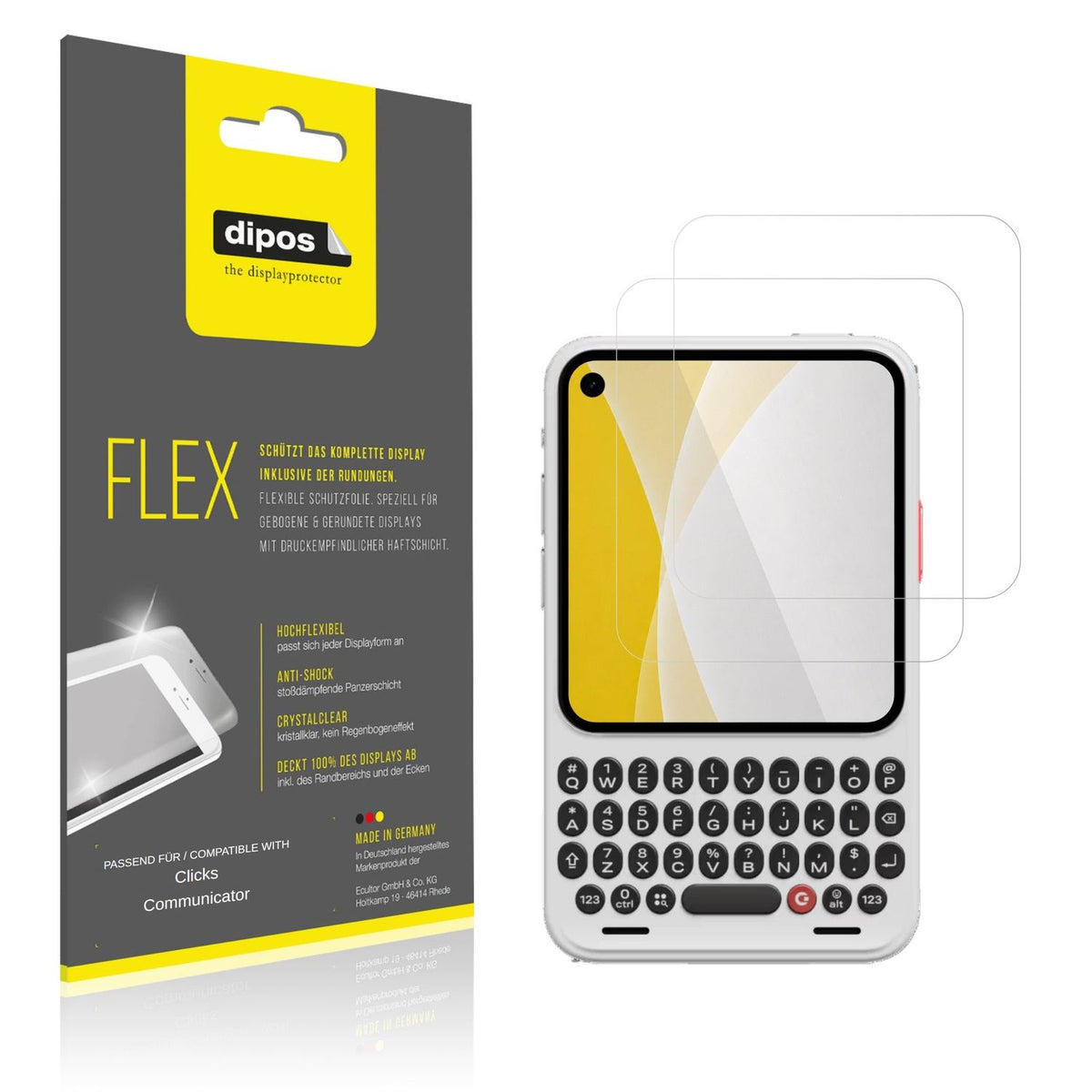 Klare Displayschutzfolie von dipos passend f�r Clicks Communicator, 100% Displayabdeckung und blasenfreie Montage