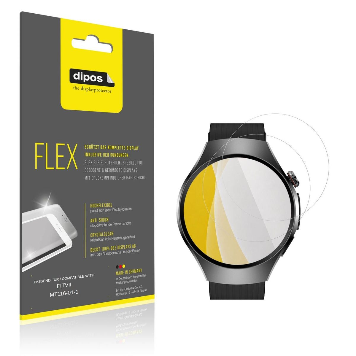 Klare Displayschutzfolie von dipos passend für FITVII MT116-01-1, 100% Displayabdeckung und blasenfreie Montage