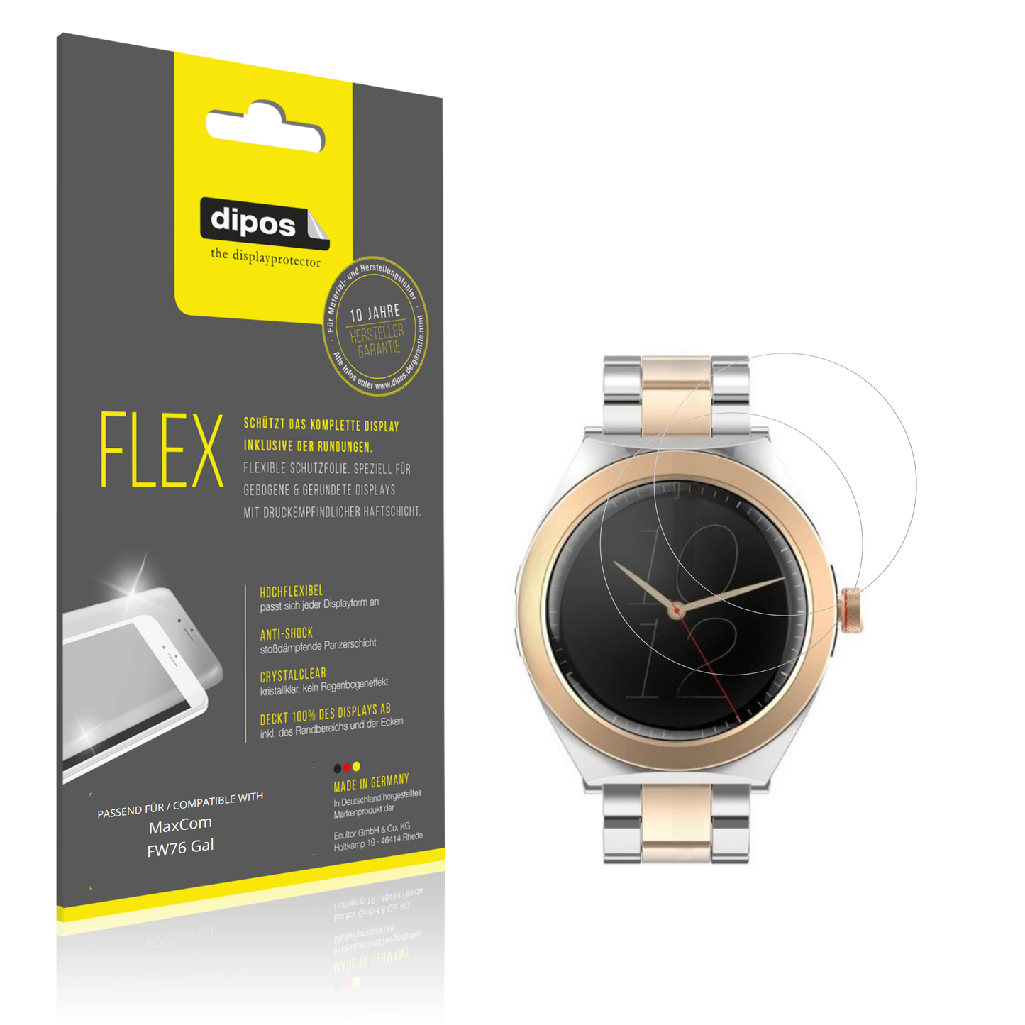 Klare Displayschutzfolie von dipos passend für MaxCom FW76 Gal, 100% Displayabdeckung und blasenfreie Montage