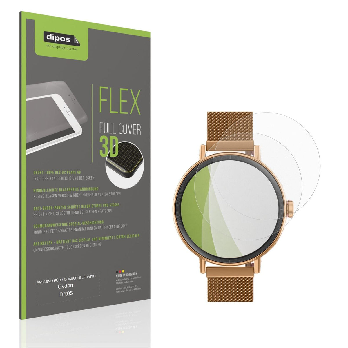 Matte Displayschutzfolie von dipos passend für Gydom DR05, 100% Displayabdeckung und blasenfreie Montage