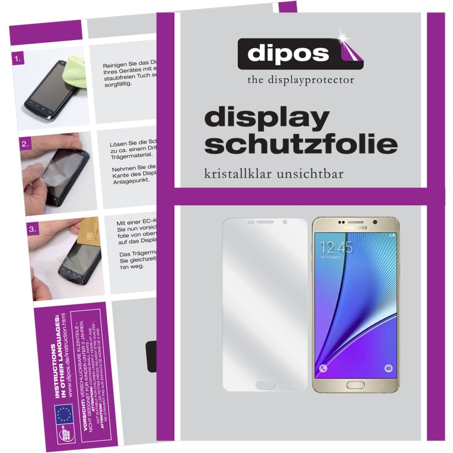 6x Schutzfolie klar für Galaxy Note 5 Samsung Display-Schutzfolie