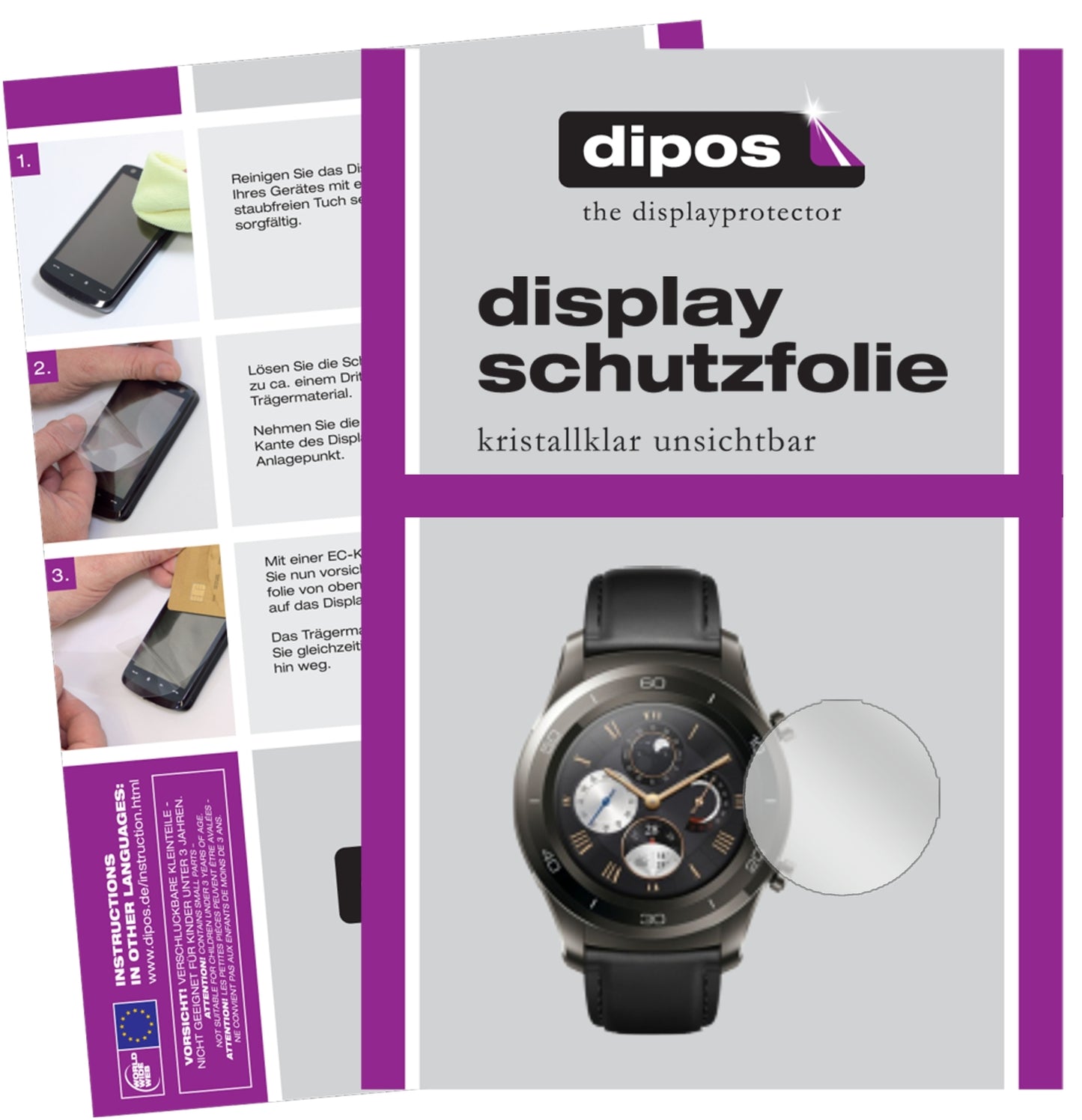 6x Schutzfolie klar für Huawei Watch 2 Classic Display-Schutzfolie