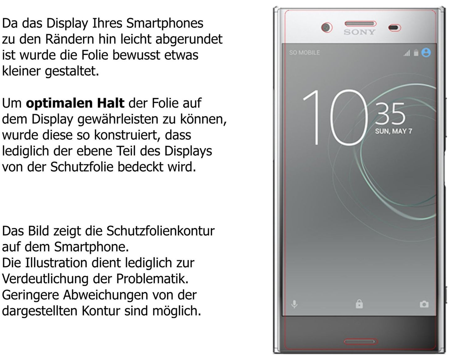 Dünne und klare Folie passend zugeschnitten für Sony Xperia XZ Premium