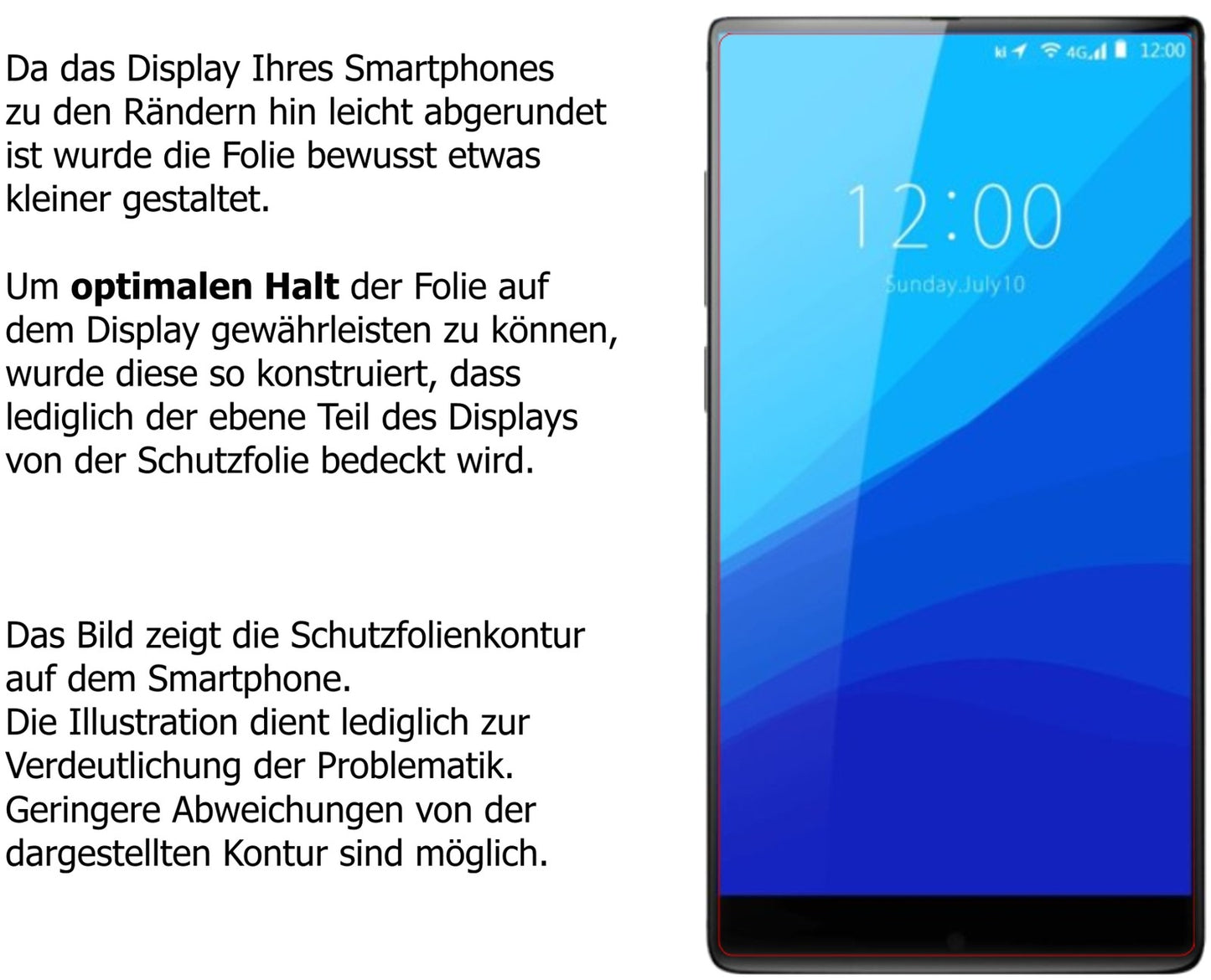 Schutzfolie mit optimaler Passform, zur Verwendung mit Hüllen geeignet