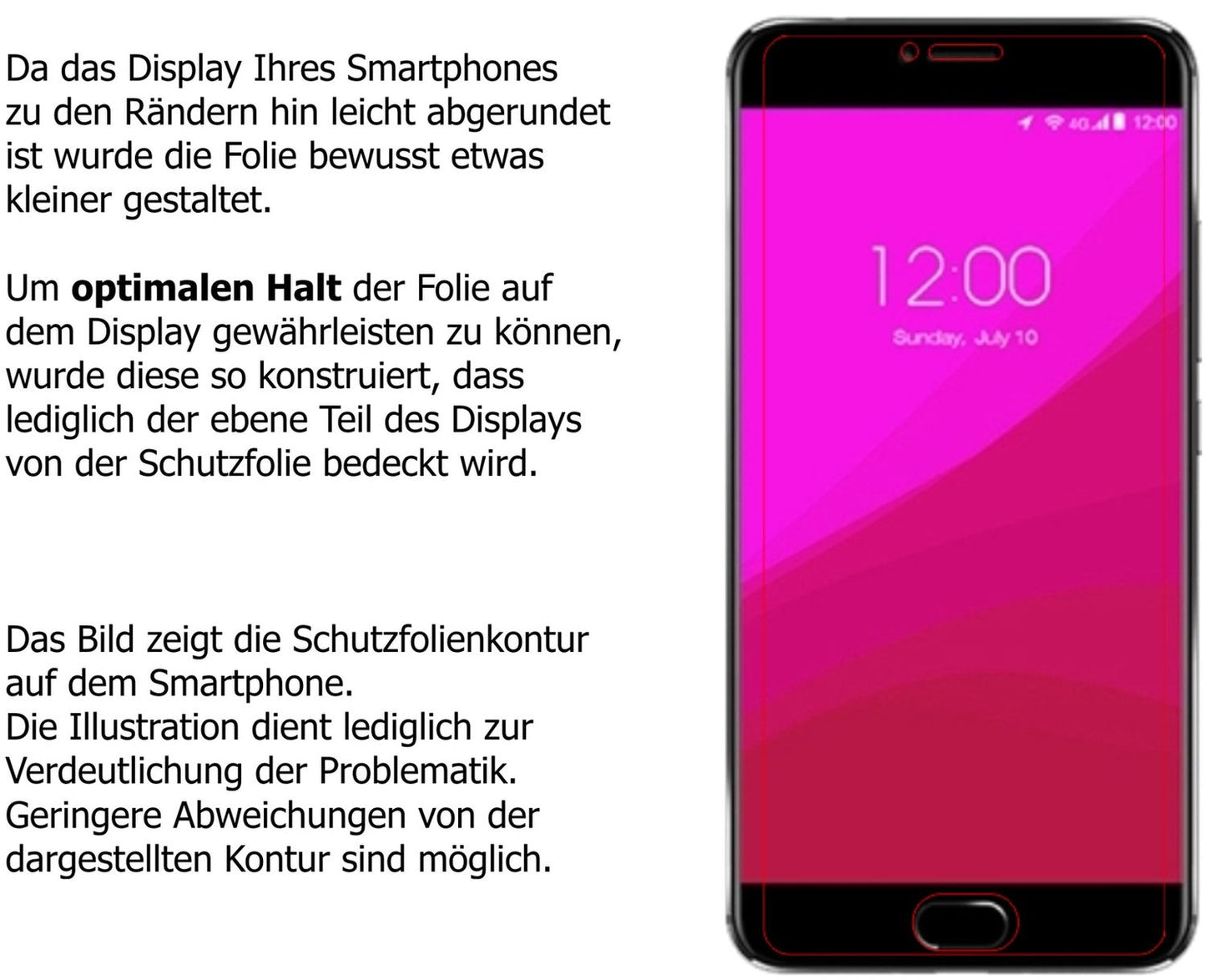 Schutzfolie mit optimaler Passform, zur Verwendung mit Hüllen geeignet