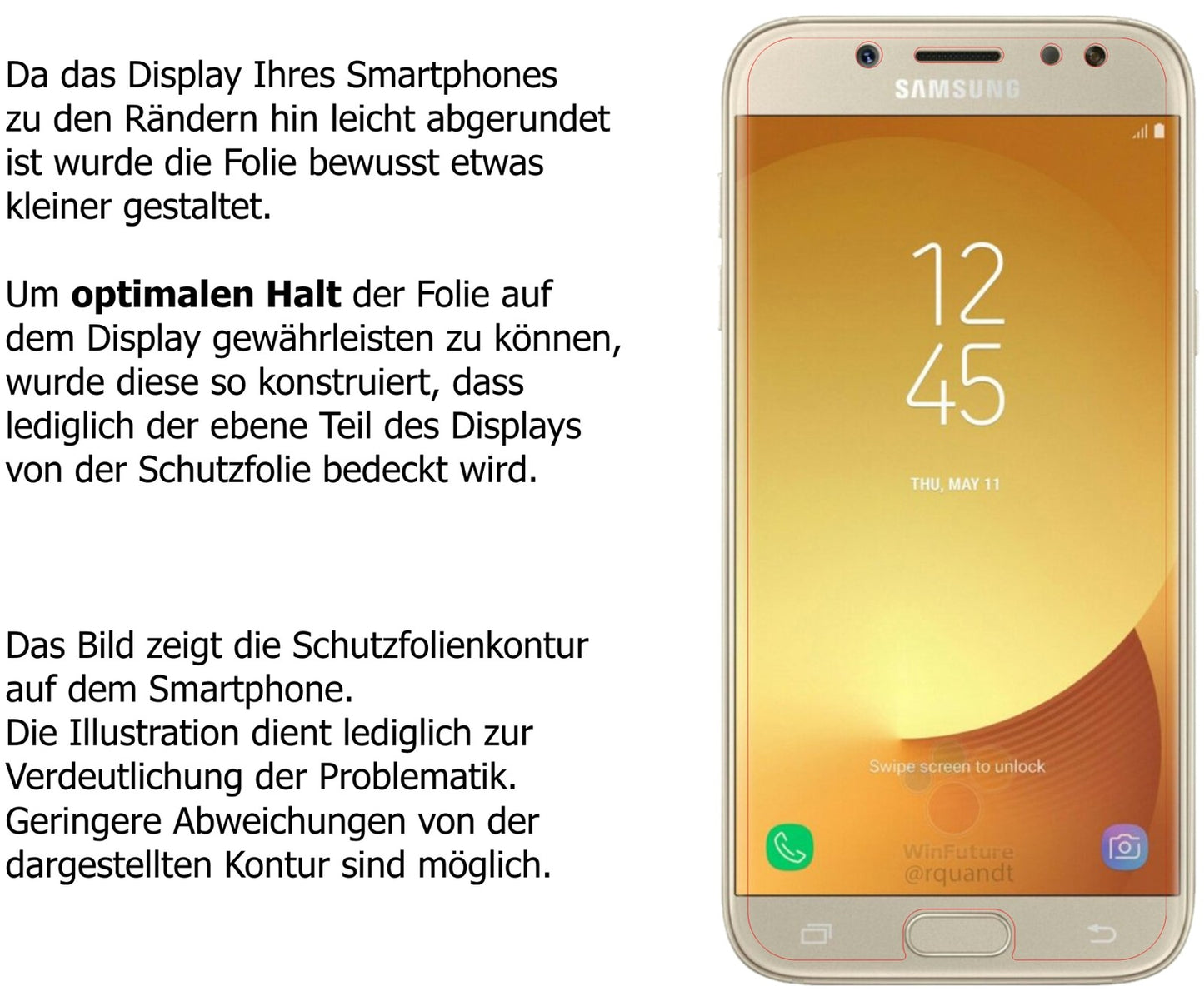 Dünne und klare Folie passend zugeschnitten für Samsung Galaxy J5 2017
