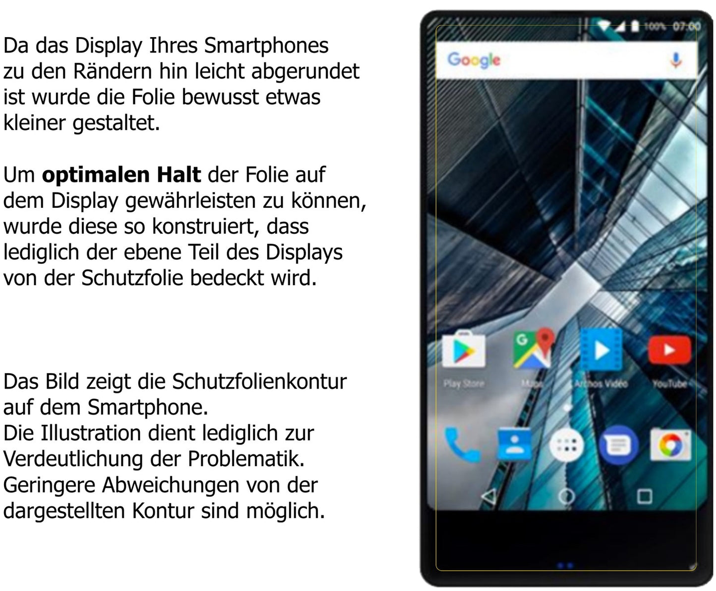 Dünne und klare Folie passend zugeschnitten für Archos Sense 55 S