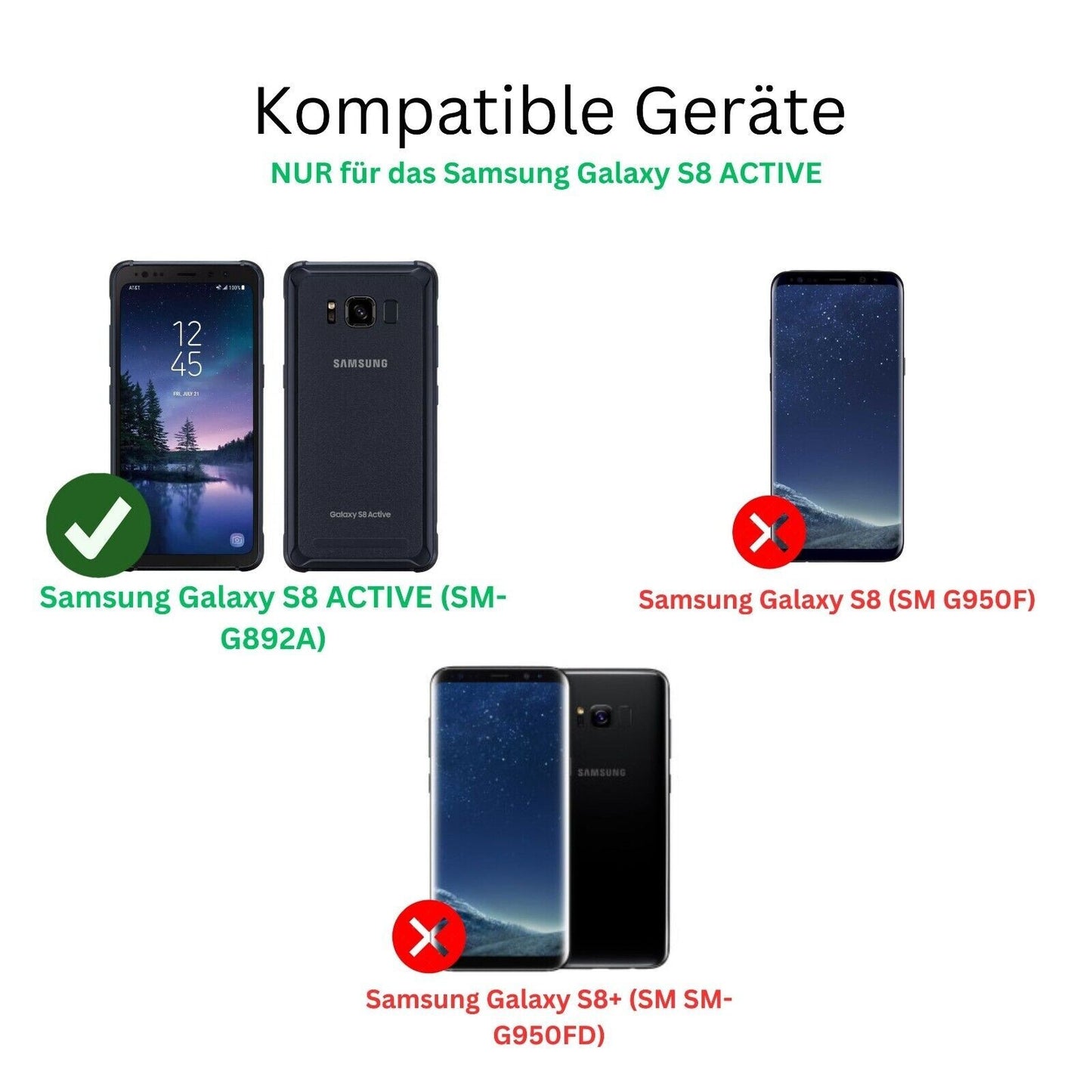 SamsungGalaxy S8 ACTIVE mit aufgebrachter dipos Displayschutzfolie, die lästige Fingerabdrücke minimiert