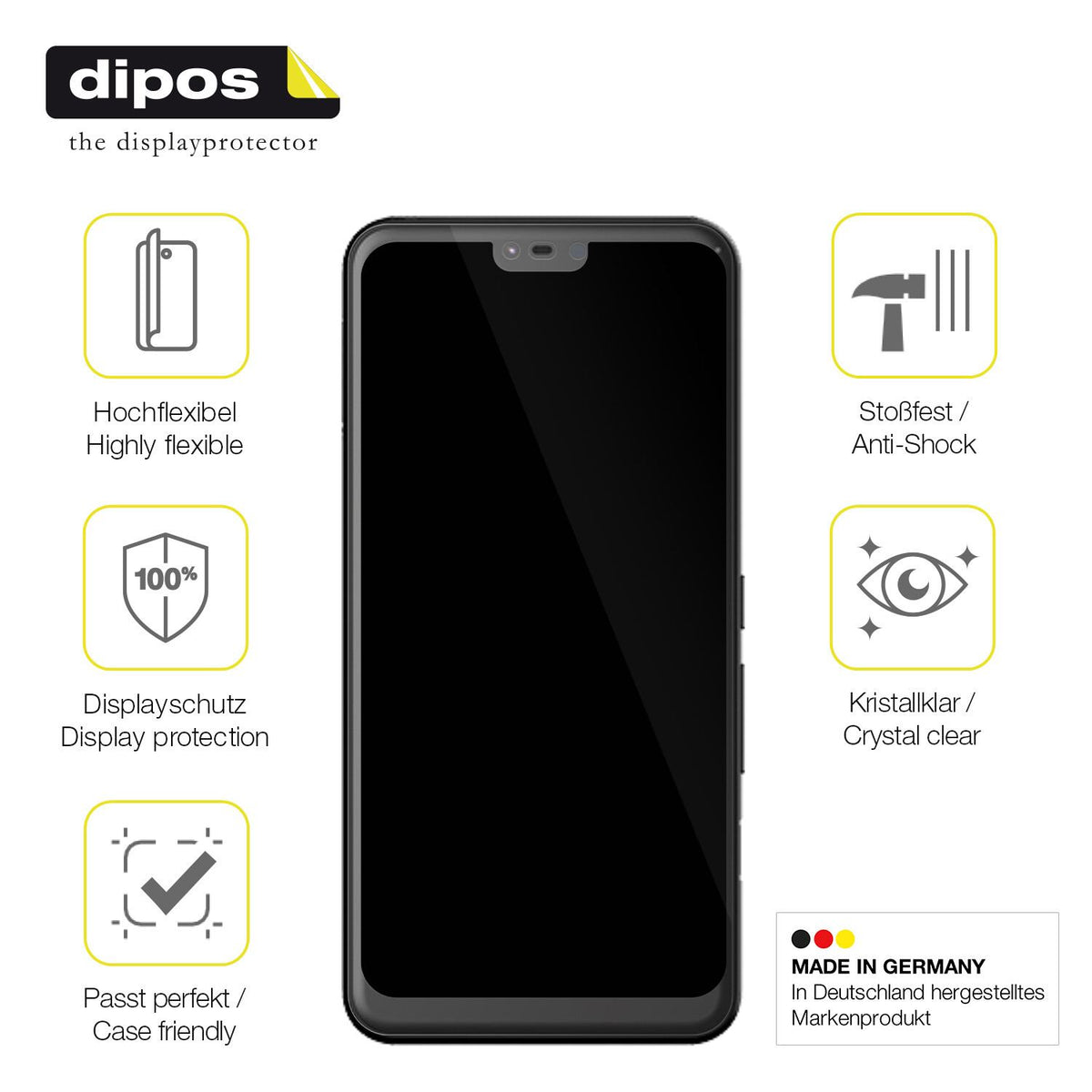 3x Screen Protector for Fujitsu Arrows U Protective Film covers 100% dipos Flex