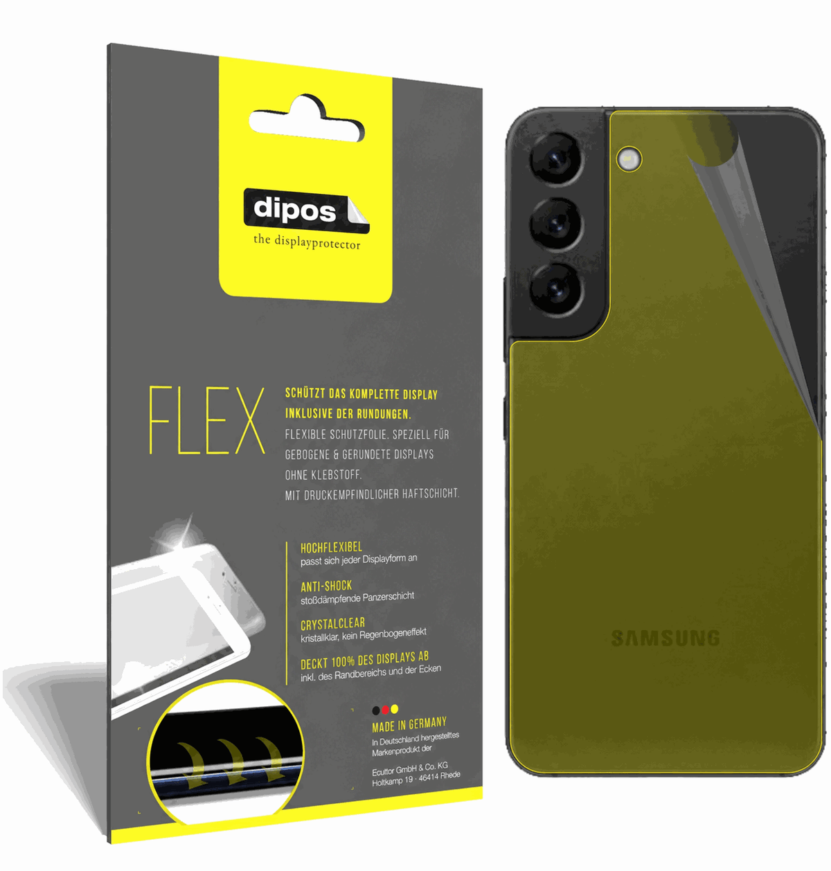 2x Screen Protector for Samsung Galaxy S22 Plus back Protective Film covers 100%