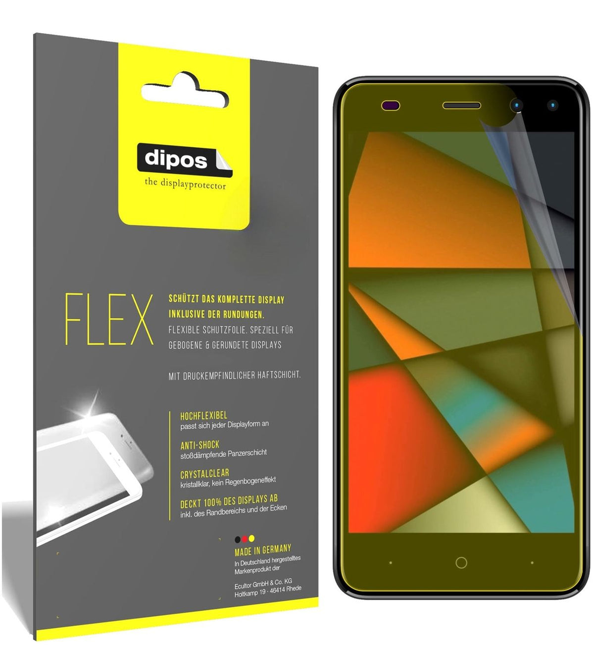 2x Screen Protector for Intex Indie 6 Protective Film covers 100% dipos Flex
