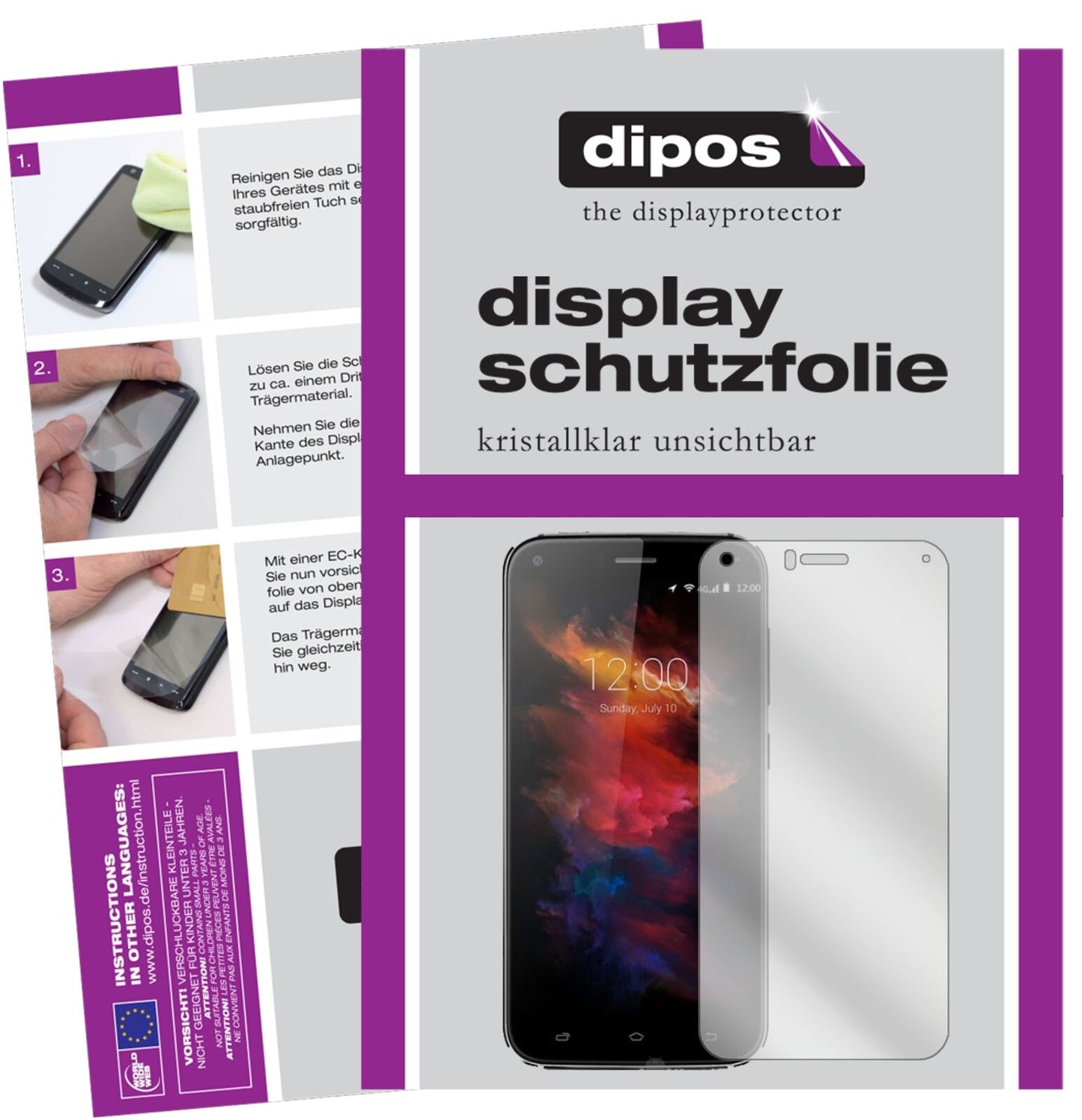 Klare Displayschutzfolie von dipos passend für Umi Diamond X, präziser Zuschnitt und blasenfrei montiert