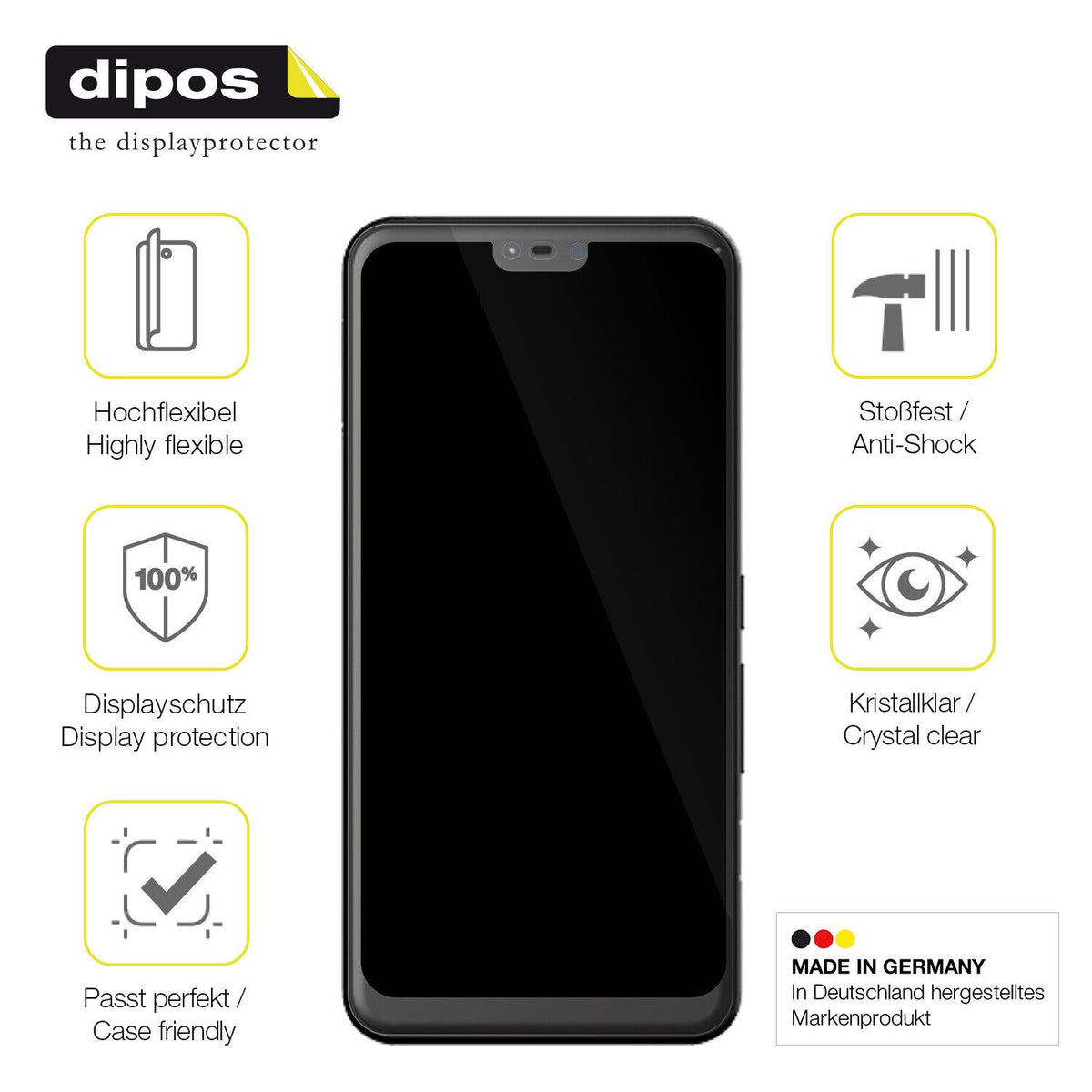 2x Screen Protector for Fujitsu Arrows U Protective Film covers 100% dipos Flex