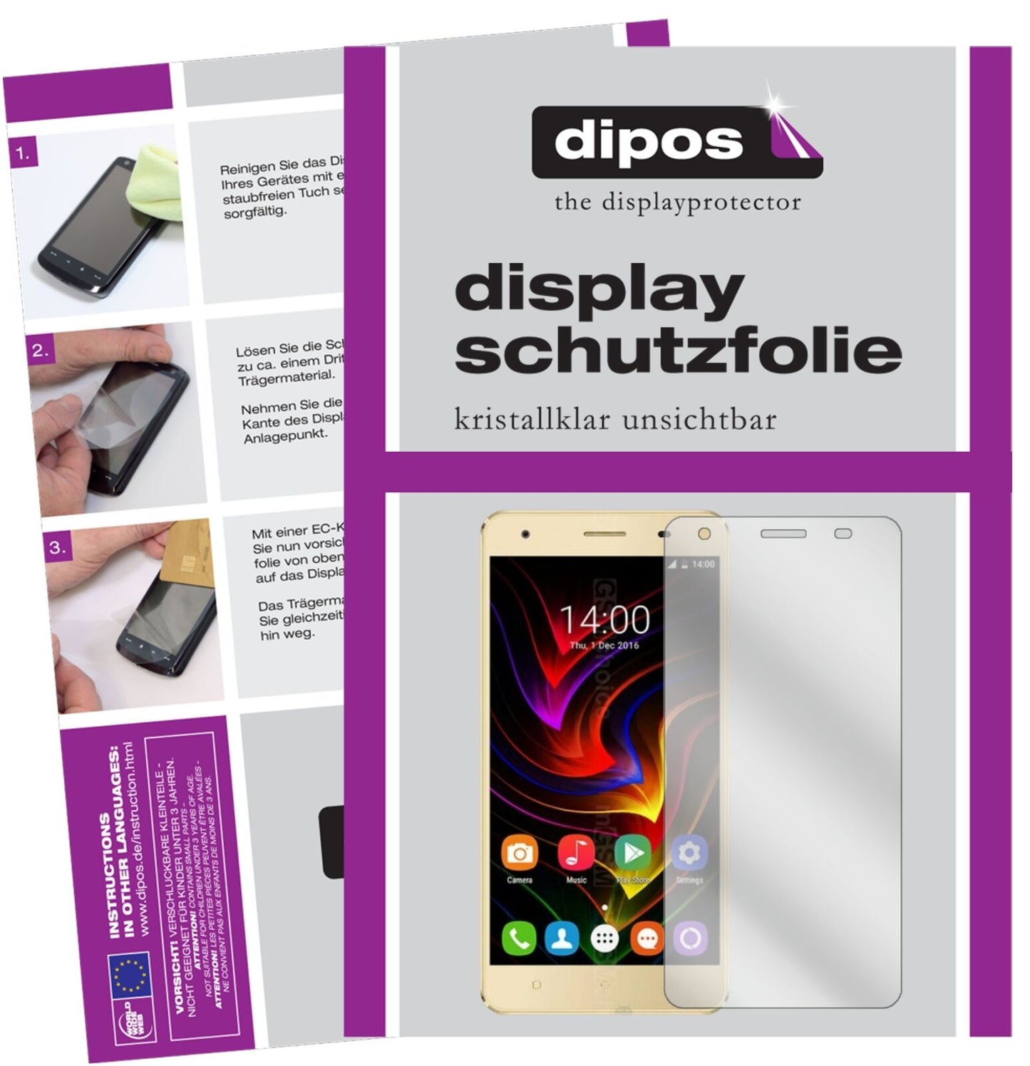 Klare Displayschutzfolie von dipos passend für Oukitel C5 Pro, präziser Zuschnitt und blasenfrei montiert
