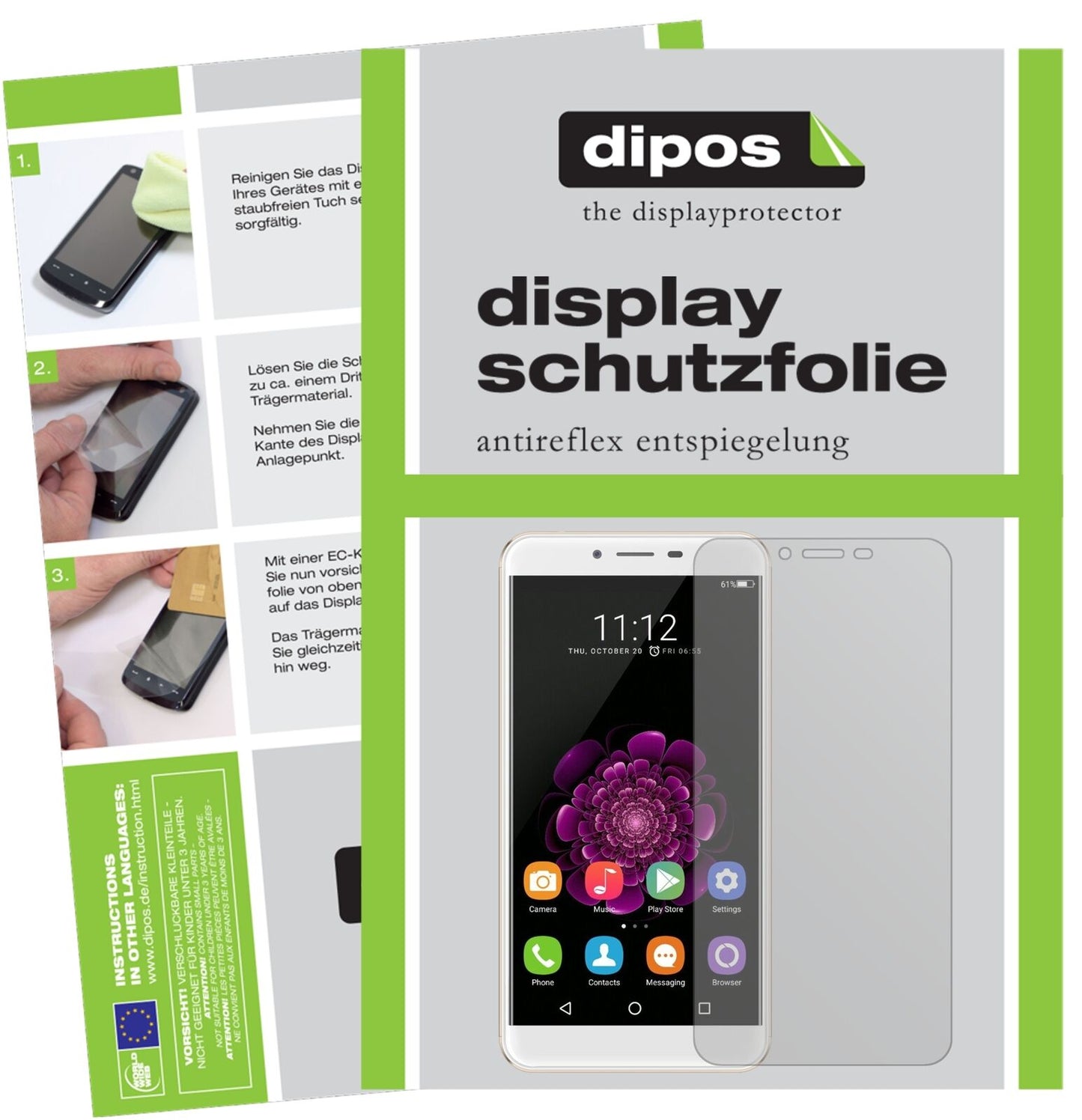 Matte Displayschutzfolie von dipos passend für Oukitel U15S, präziser Zuschnitt und blasenfrei montiert