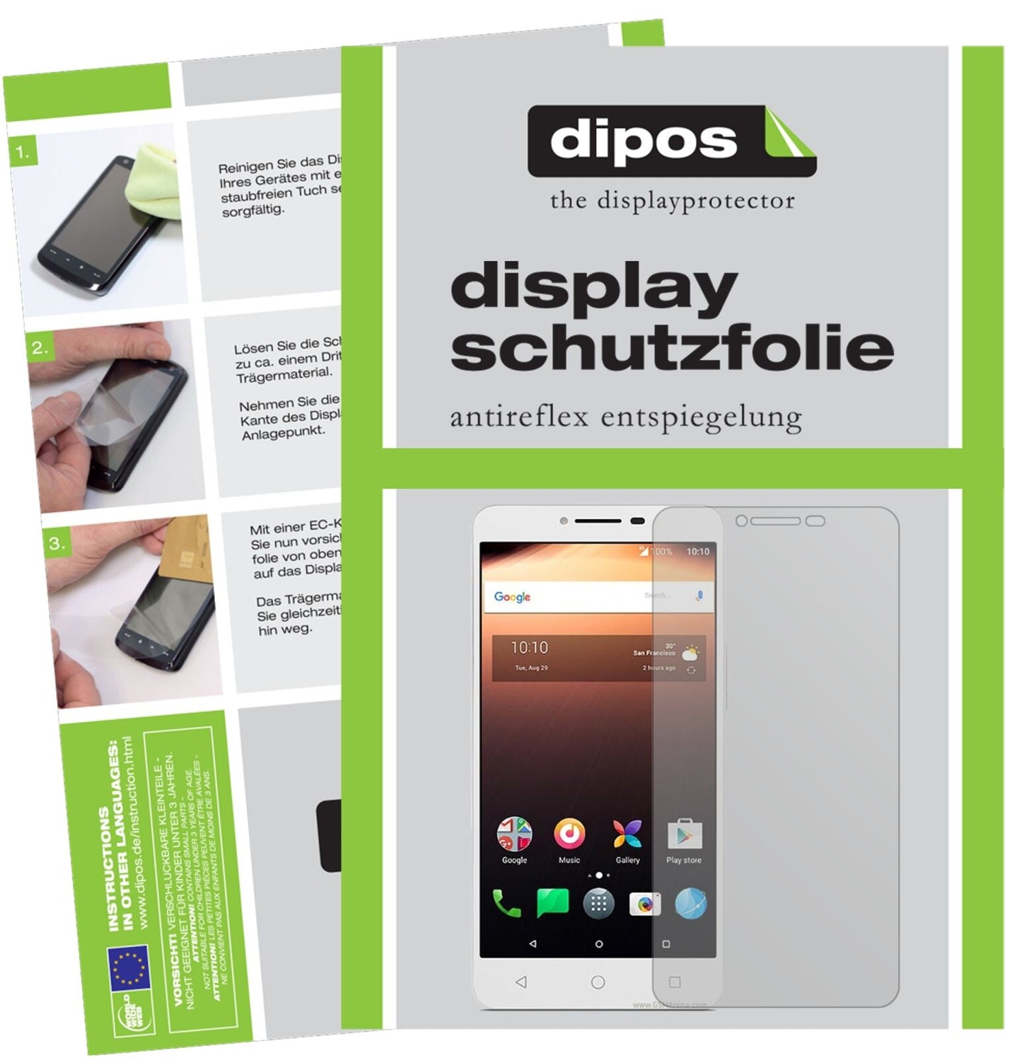 Matte Displayschutzfolie von dipos passend für Alcatel A3 XL, präziser Zuschnitt und blasenfrei montiert