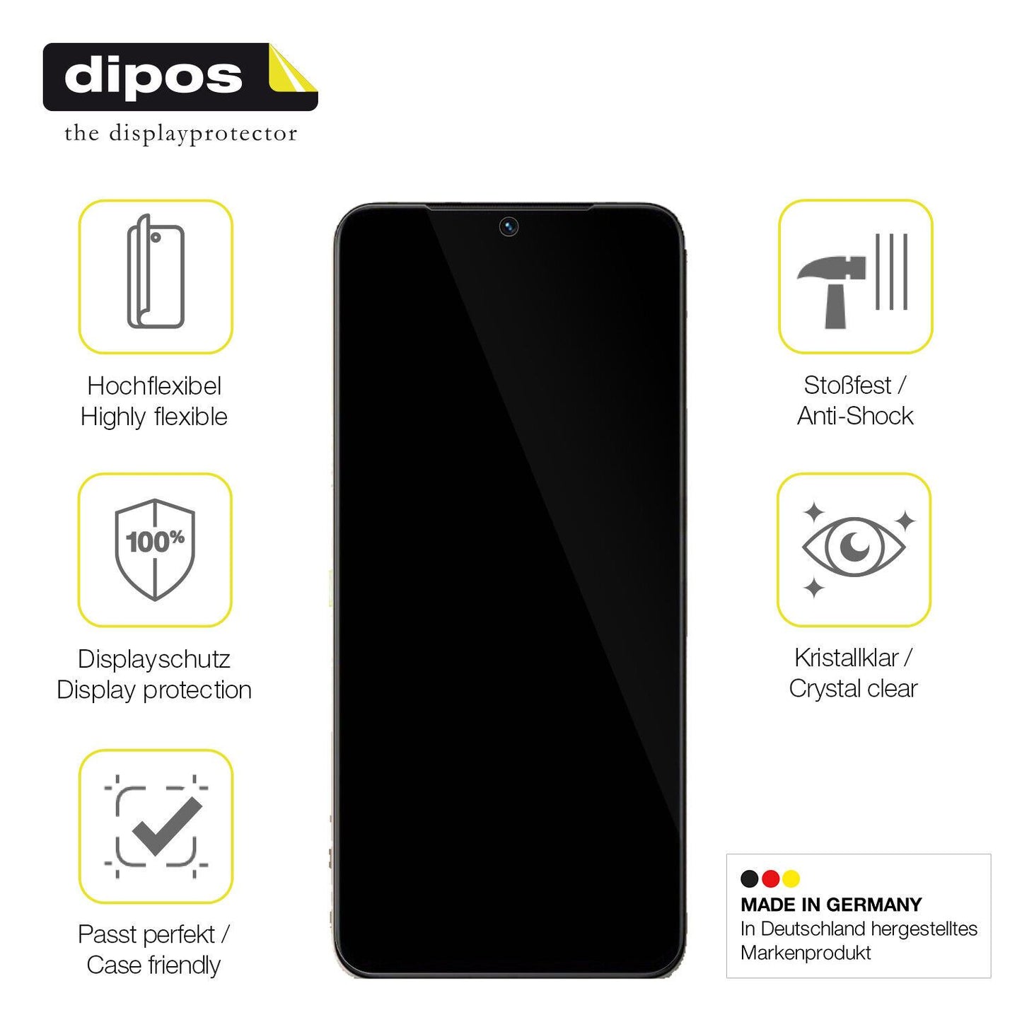 2x Screen Protector for Vivo S15e Protective Film covers 100% dipos Flex