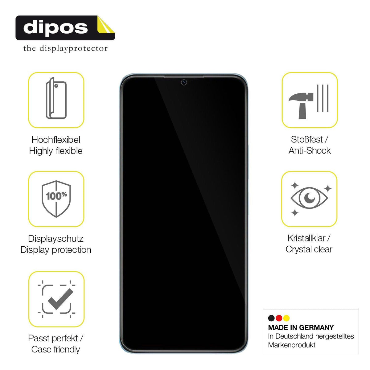2x Screen Protector for Vivo Y72t Protective Film covers 100% dipos Flex