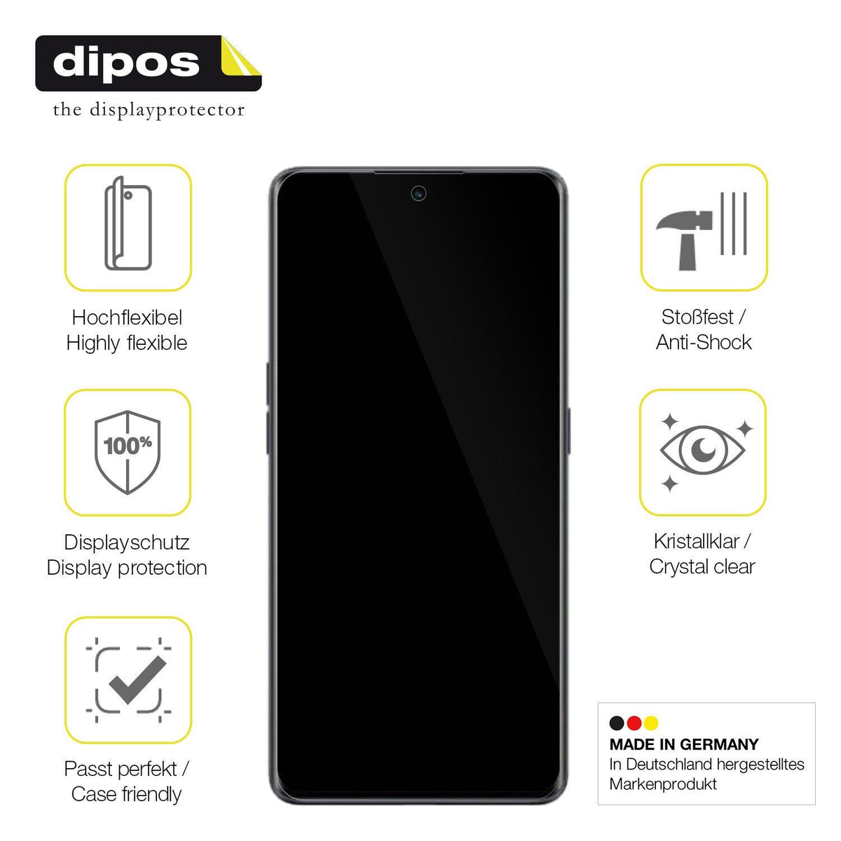 2x Screen Protector for Oppo Reno8 T 5G Protective Film covers 100% dipos Flex