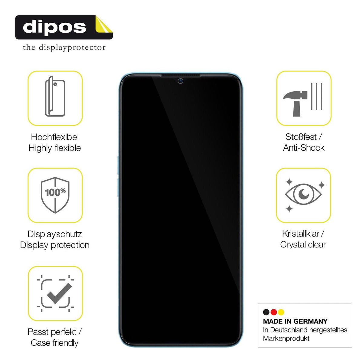 2x Screen Protector for Oppo A57 4G Protective Film covers 100% dipos Flex