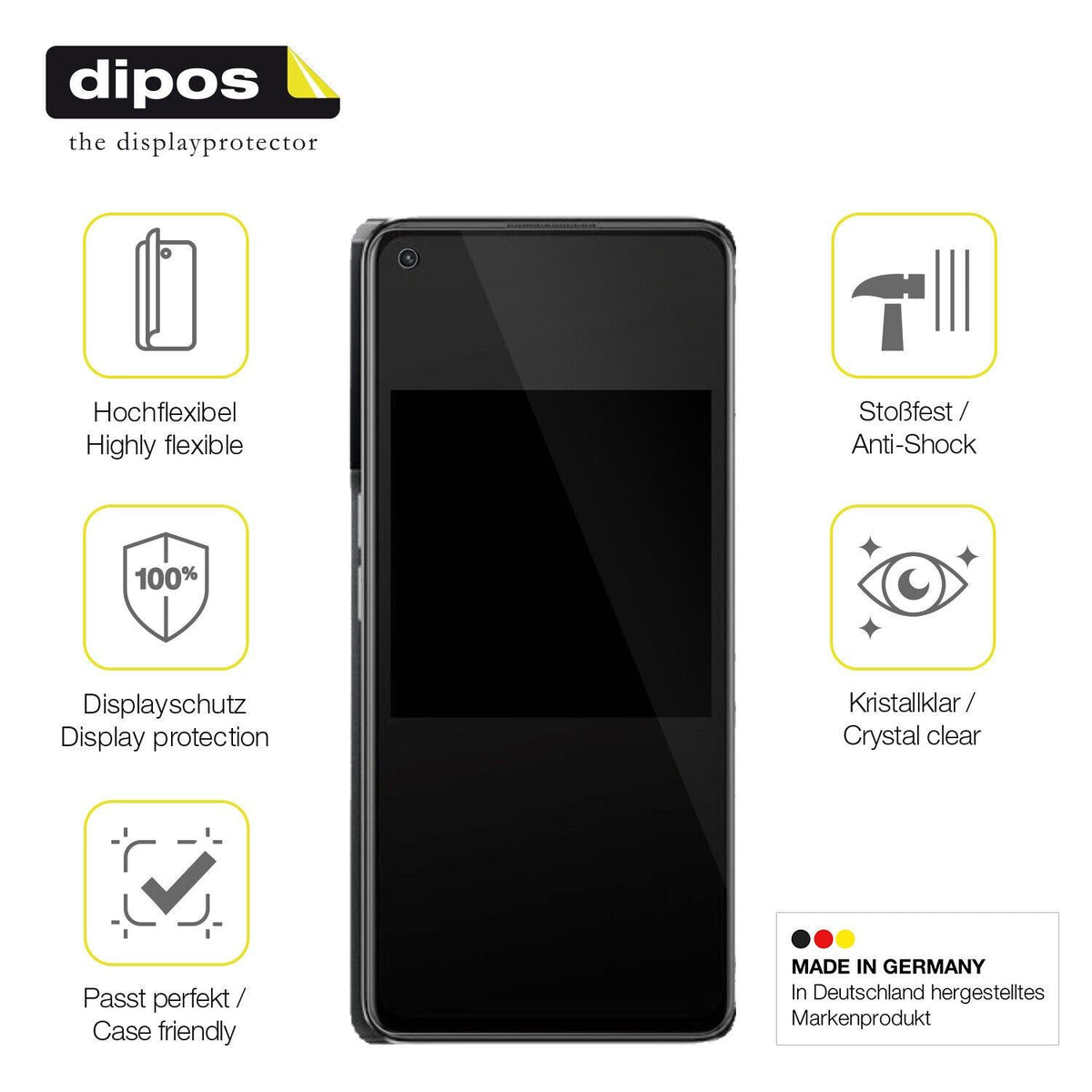 2x Screen Protector for Oppo K10 Pro Protective Film covers 100% dipos Flex