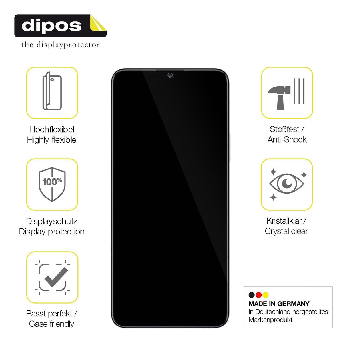 2x Screen Protector for Honor Play 6T Protective Film covers 100% dipos Flex