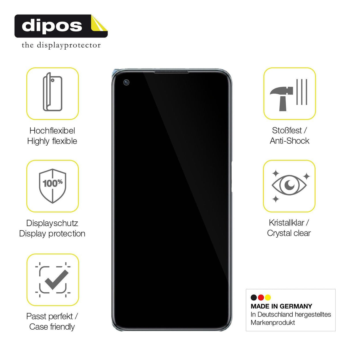 2x Screen Protector for Oppo K10 5G Protective Film covers 100% dipos Flex