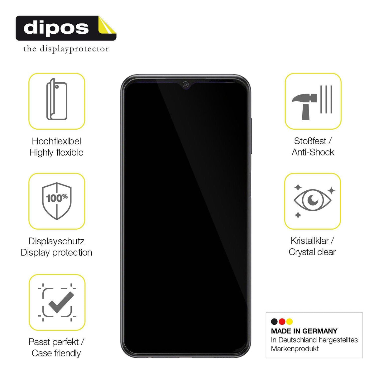 2x Screen Protector for Samsung Galaxy A23 Protective Film covers 100% dipos