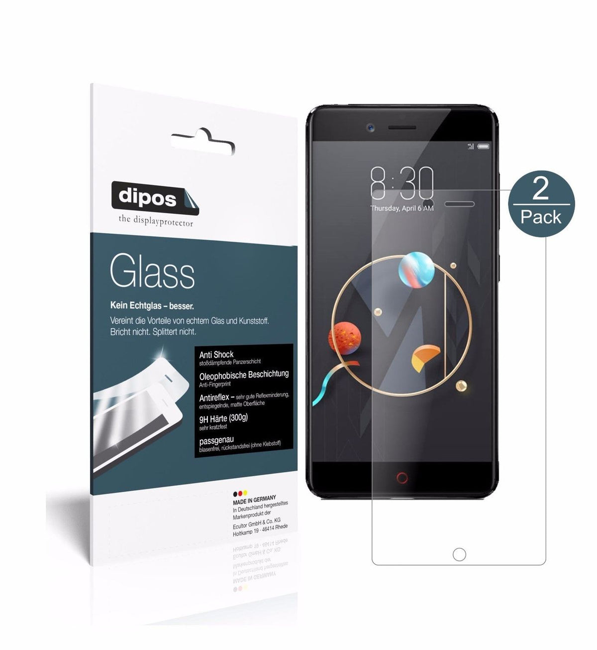 2x Screen Protector for Archos Diamond Alpha+ matte Flexible Glass 9H dipos