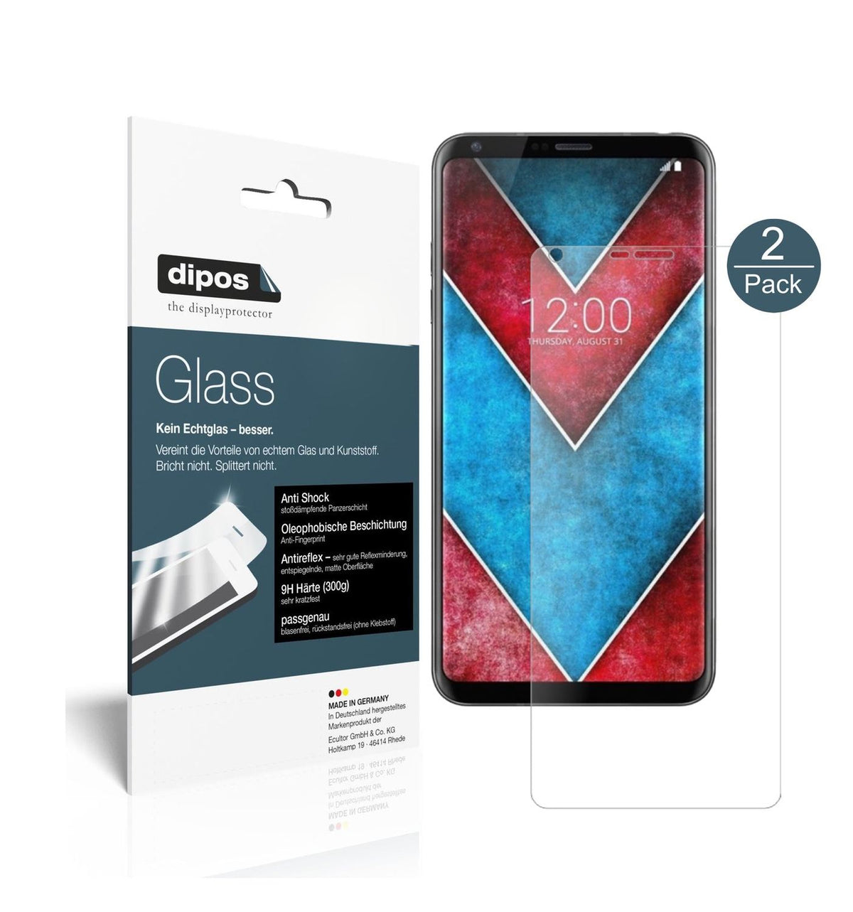 2x Screen Protector for LG V30 matte Flexible Glass 9H dipos