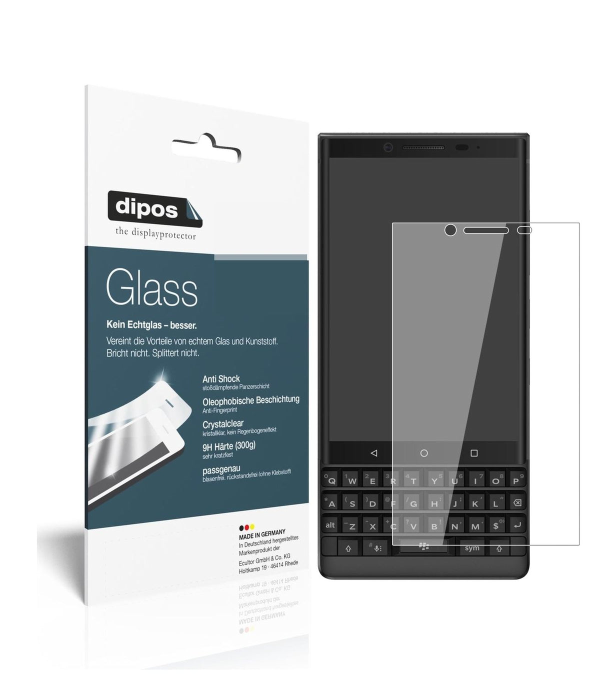 1x 9H Screen Protector for Blackberry Key 2