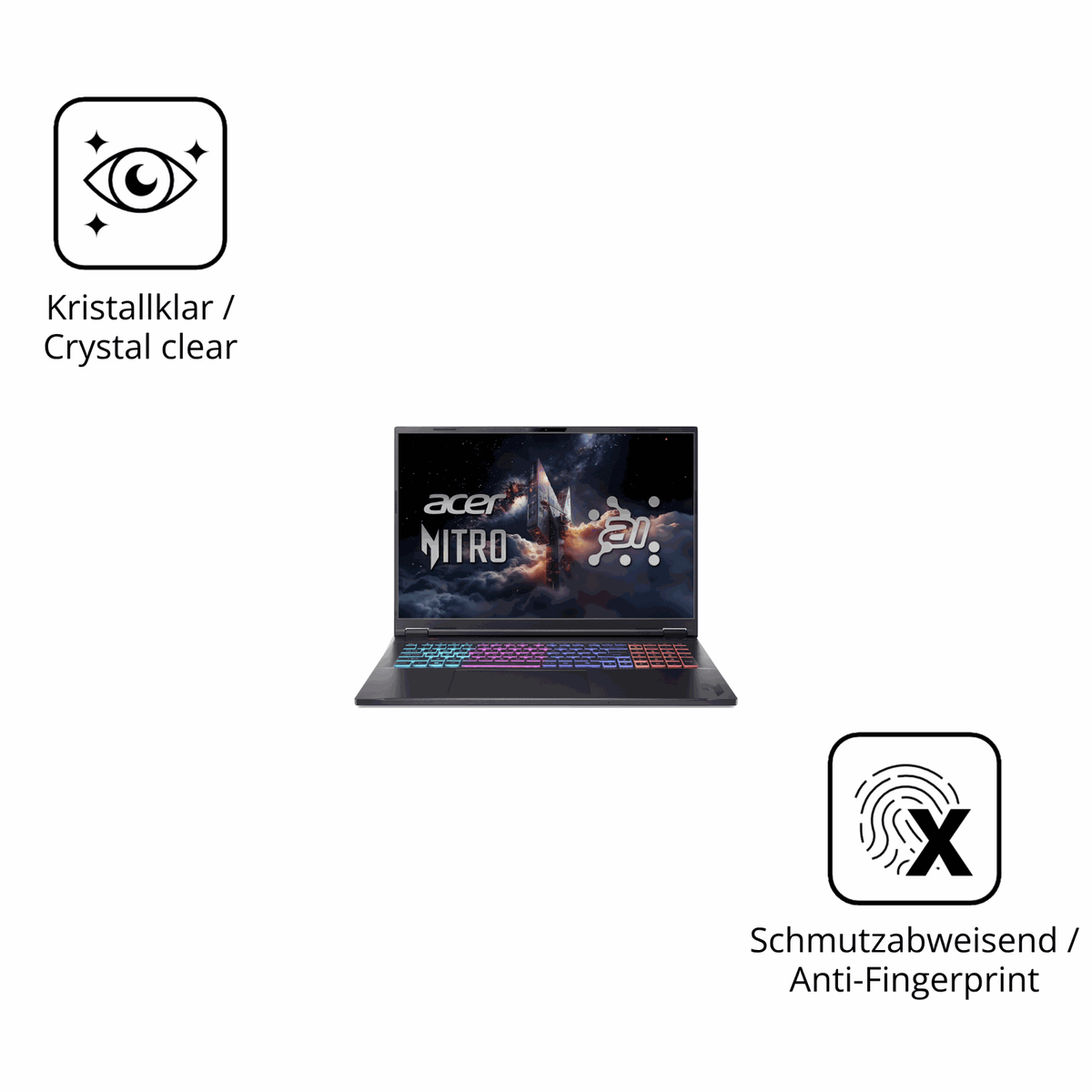 Flexible TPU-Folie passend zugeschnitten für acer Nitro 18 AI AN18-61-R968, vollständige Abdeckung