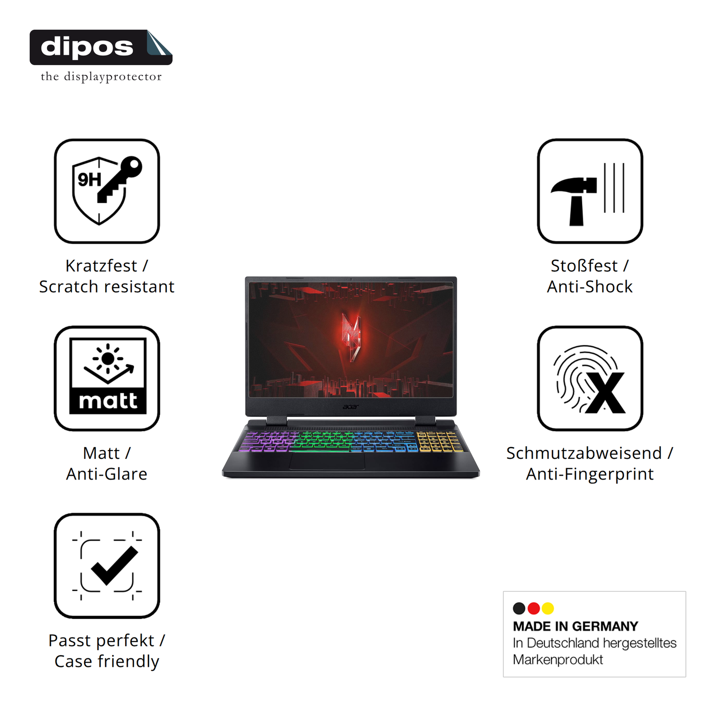 Displayschutz hergestellt in Deutschland, höchste Qualität made in Germany