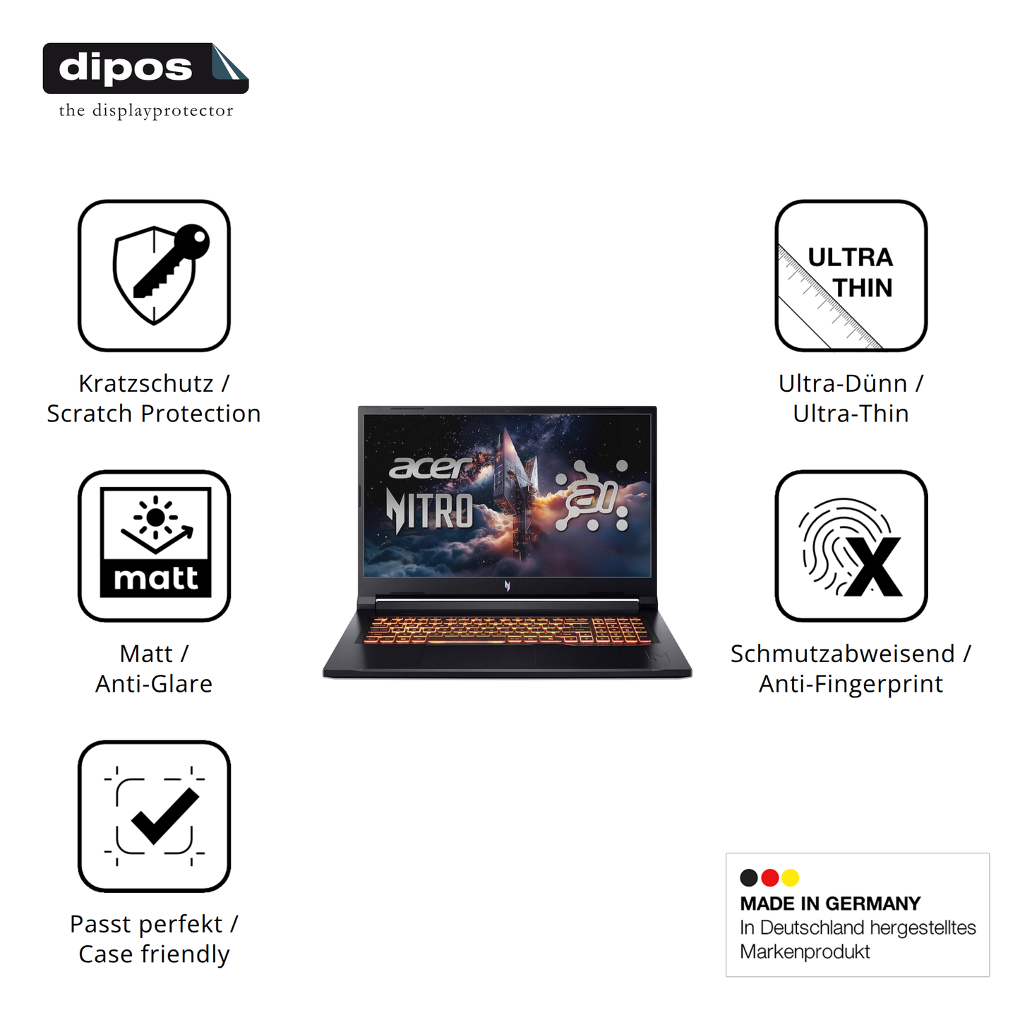 Displayschutz hergestellt in Deutschland, höchste Qualität made in Germany