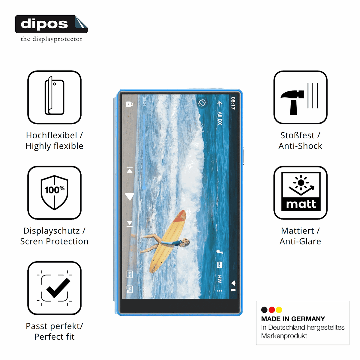 Displayschutz hergestellt in Deutschland, höchste Qualität made in Germany