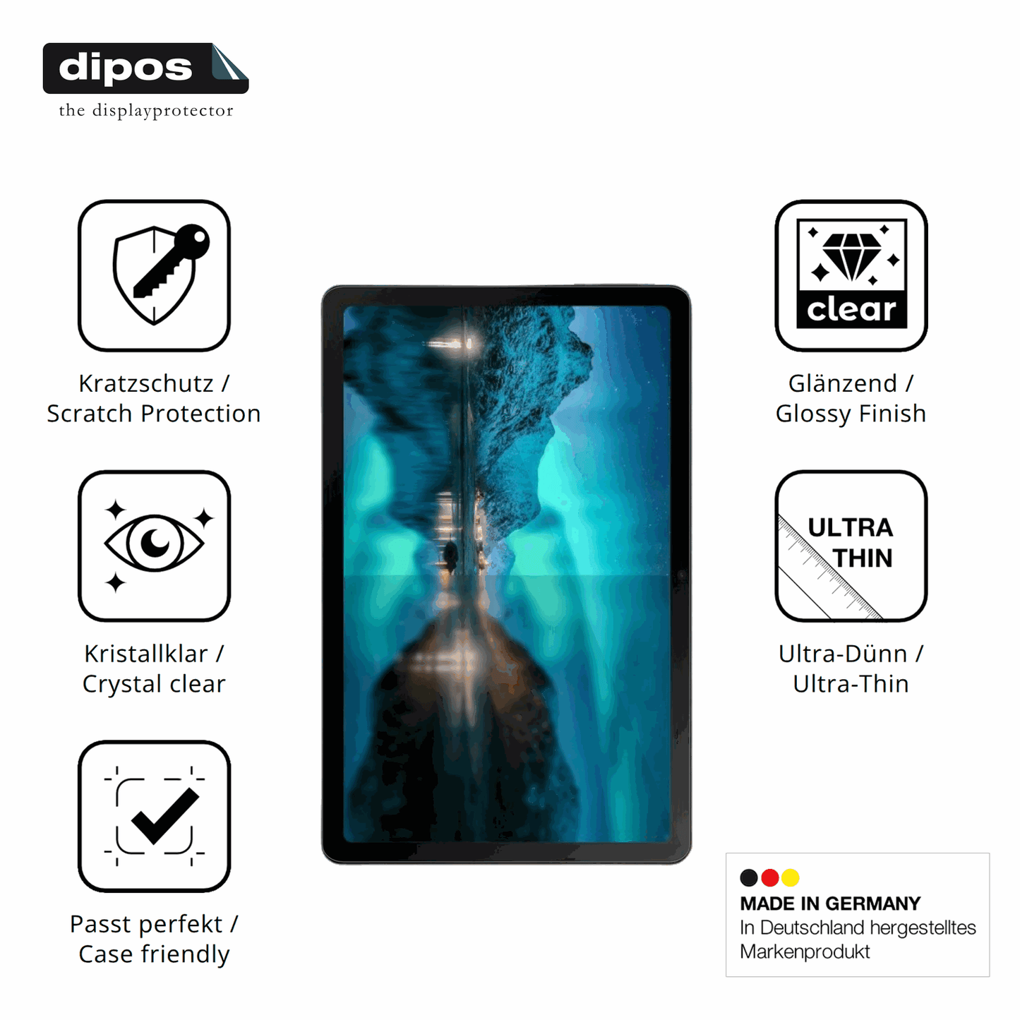 Displayschutz hergestellt in Deutschland, höchste Qualität made in Germany