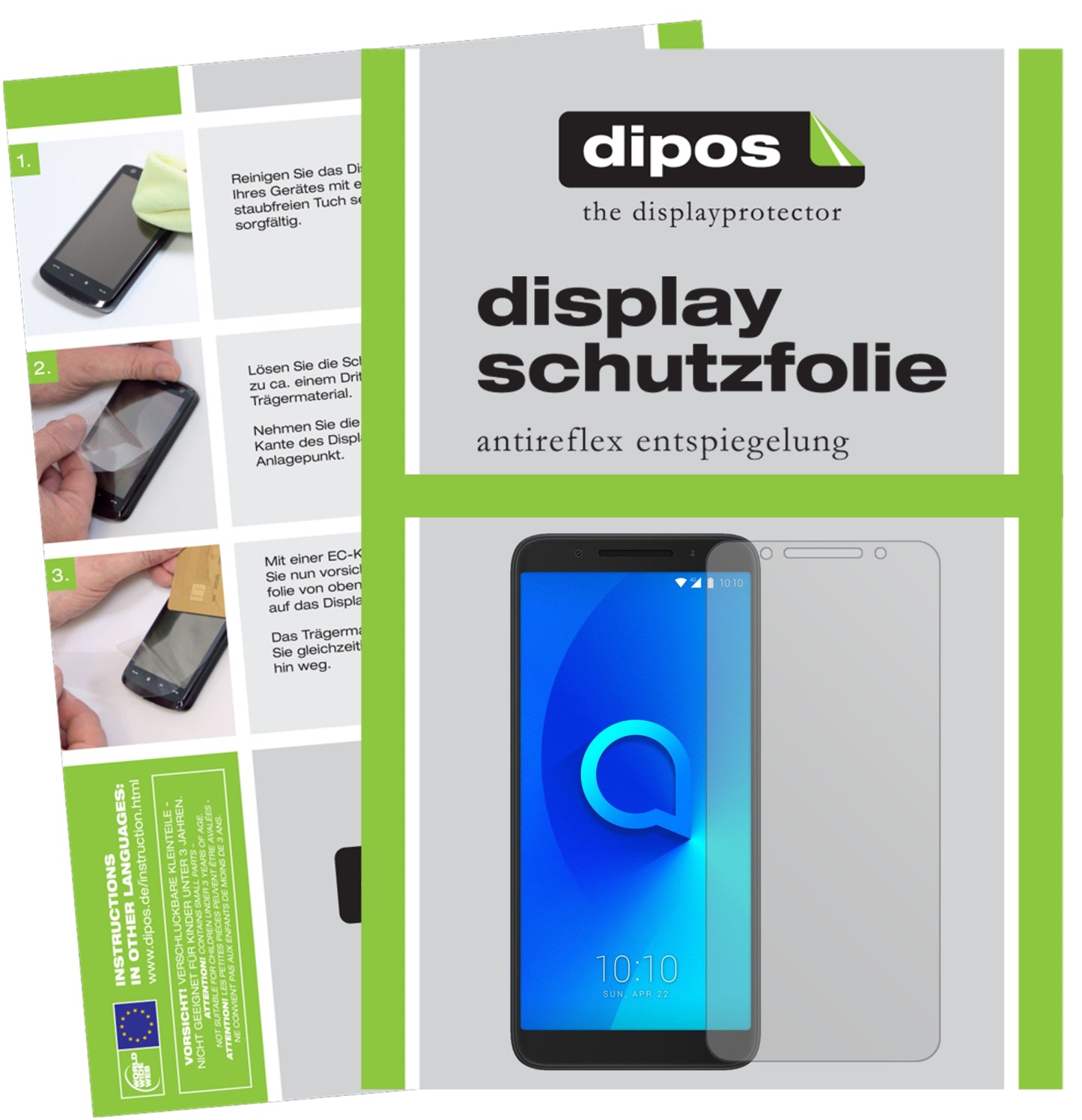 Mattes Panzerglas: Entspiegelte, dünne Folie, Fingerabdruckresistenz und Bildschirmschutz für Alcatel-3