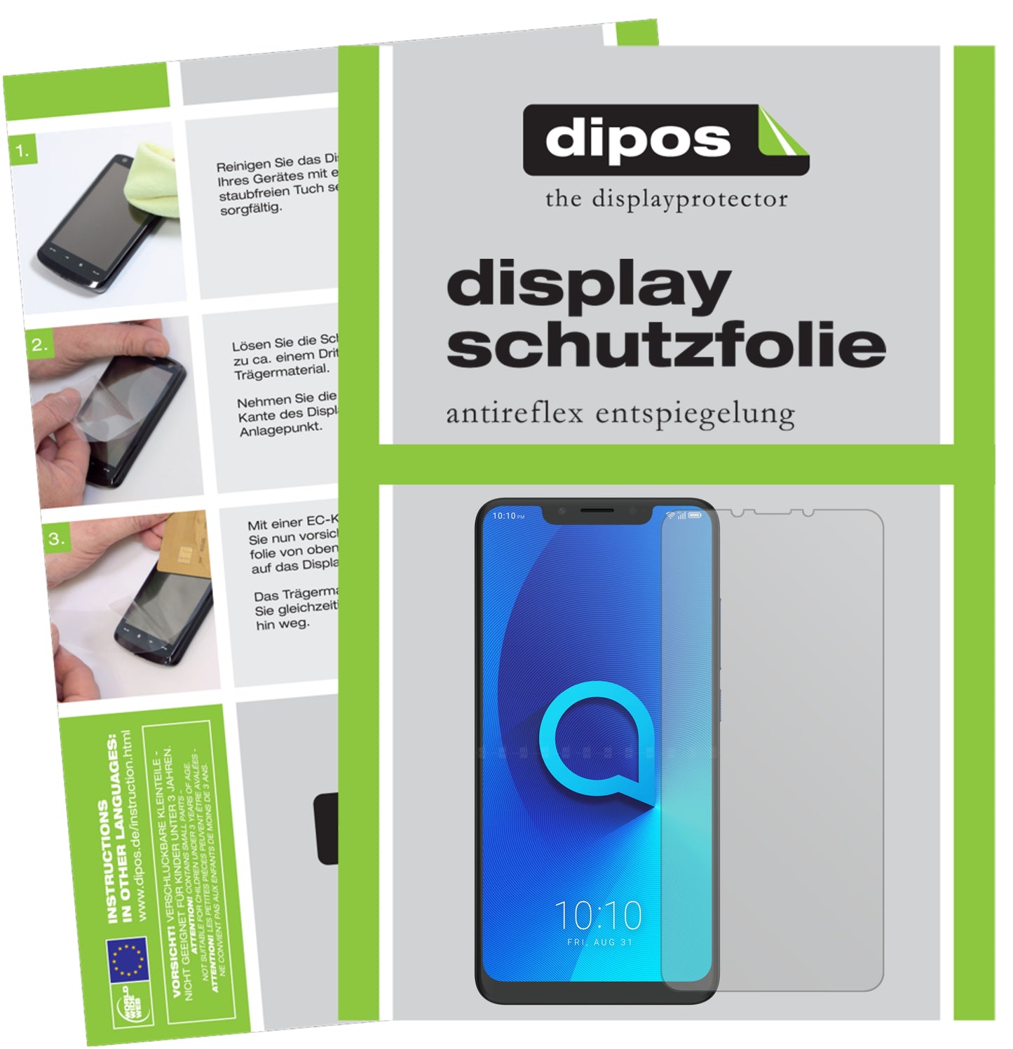 Mattes Panzerglas: Entspiegelte, dünne Folie, Fingerabdruckresistenz und Bildschirmschutz für Alcatel-5V