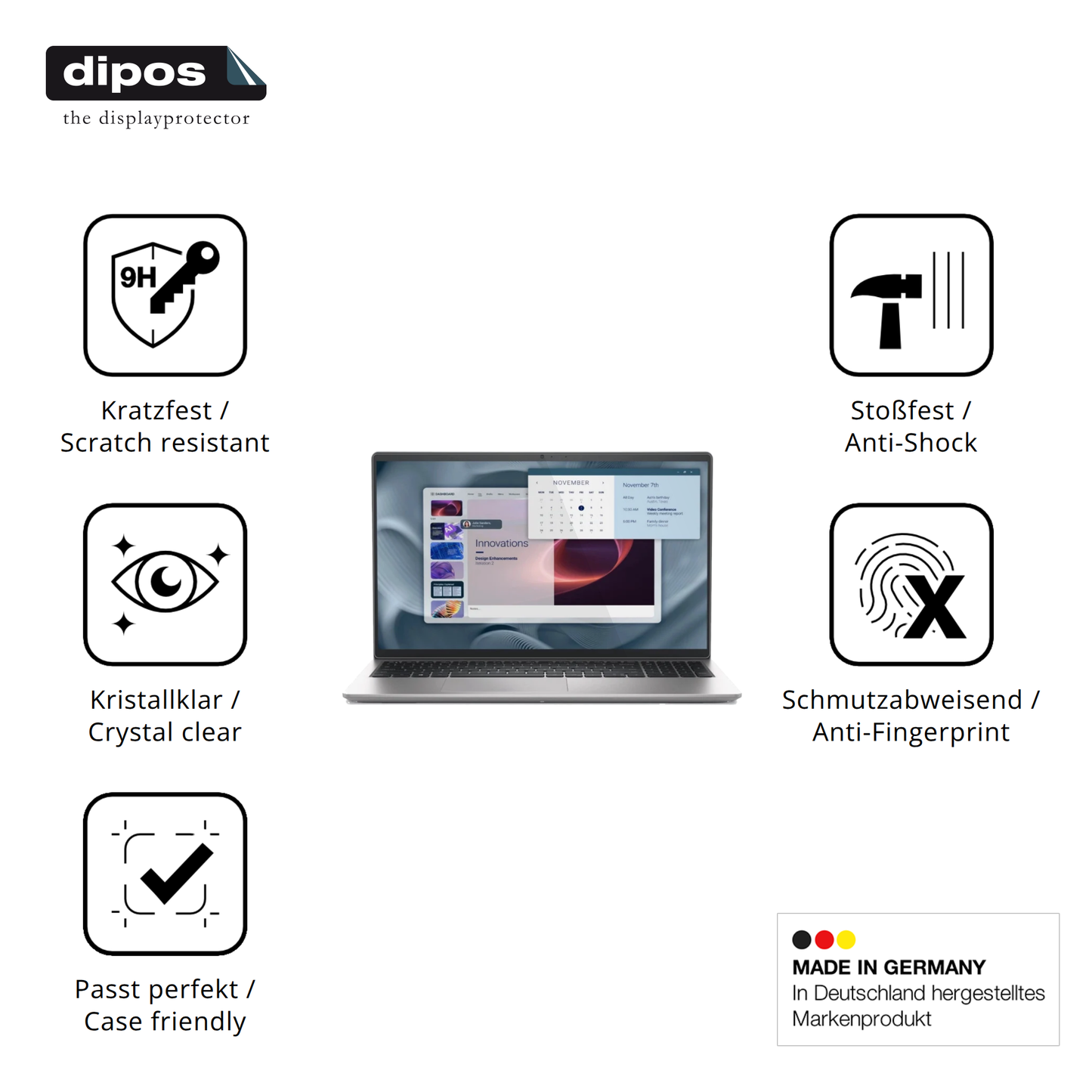 Displayschutz hergestellt in Deutschland, höchste Qualität made in Germany