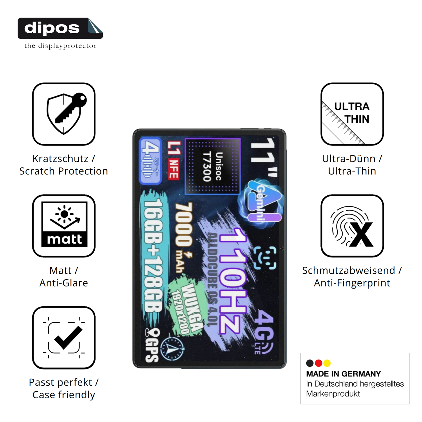 Displayschutz hergestellt in Deutschland, höchste Qualität made in Germany