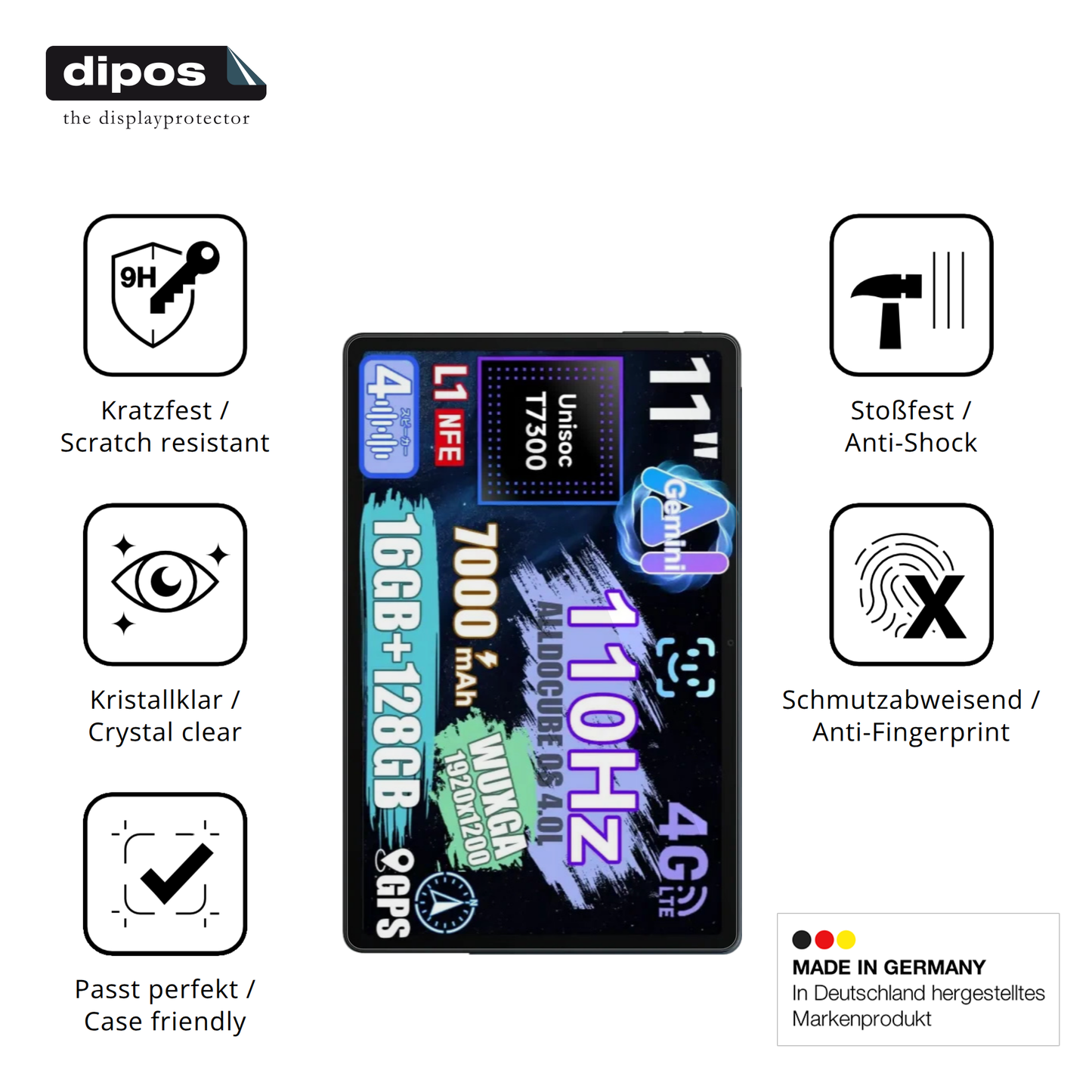 Displayschutz hergestellt in Deutschland, höchste Qualität made in Germany