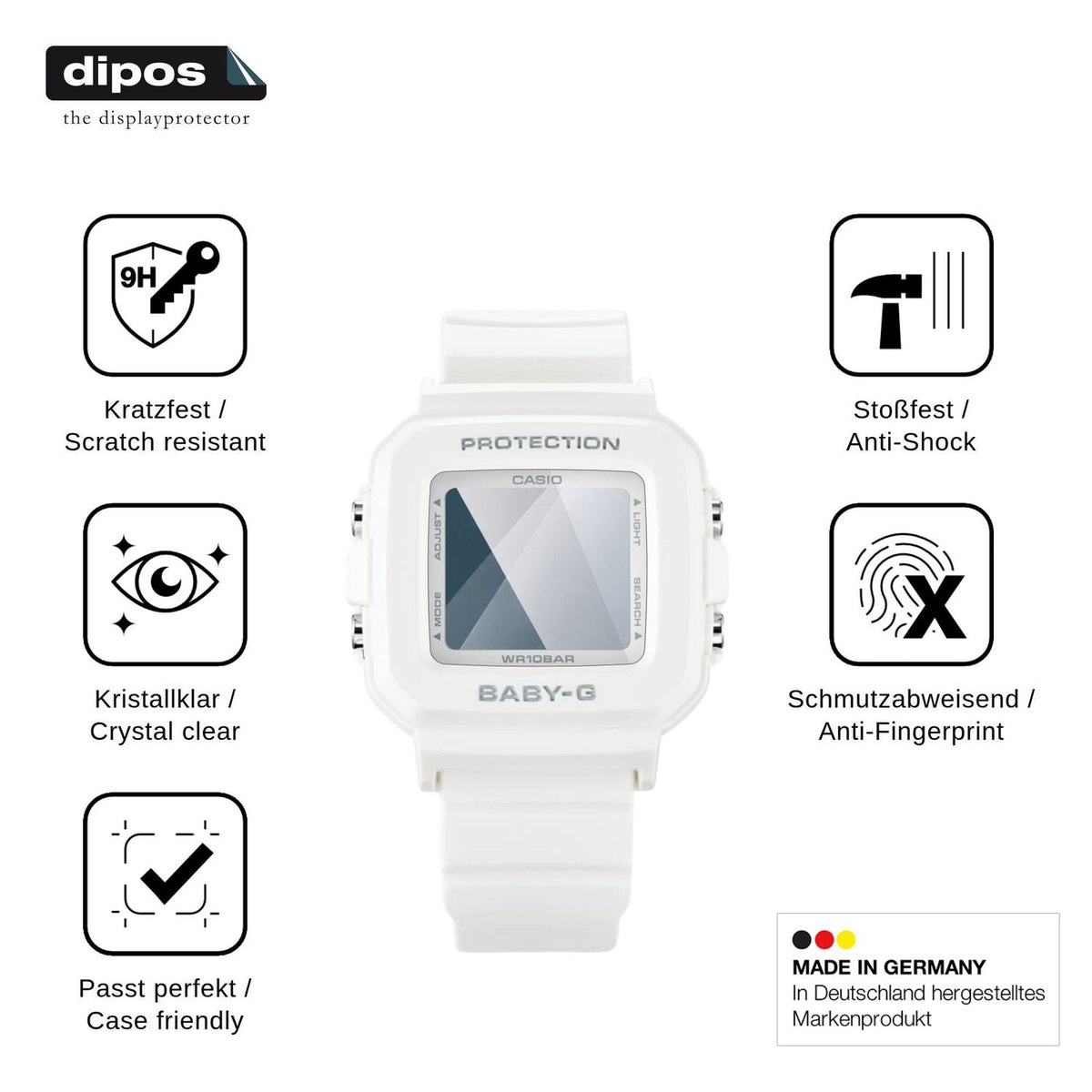 2x Screen Protector for Casio Baby-G BGD-10 Flexible Glass 9H dipos